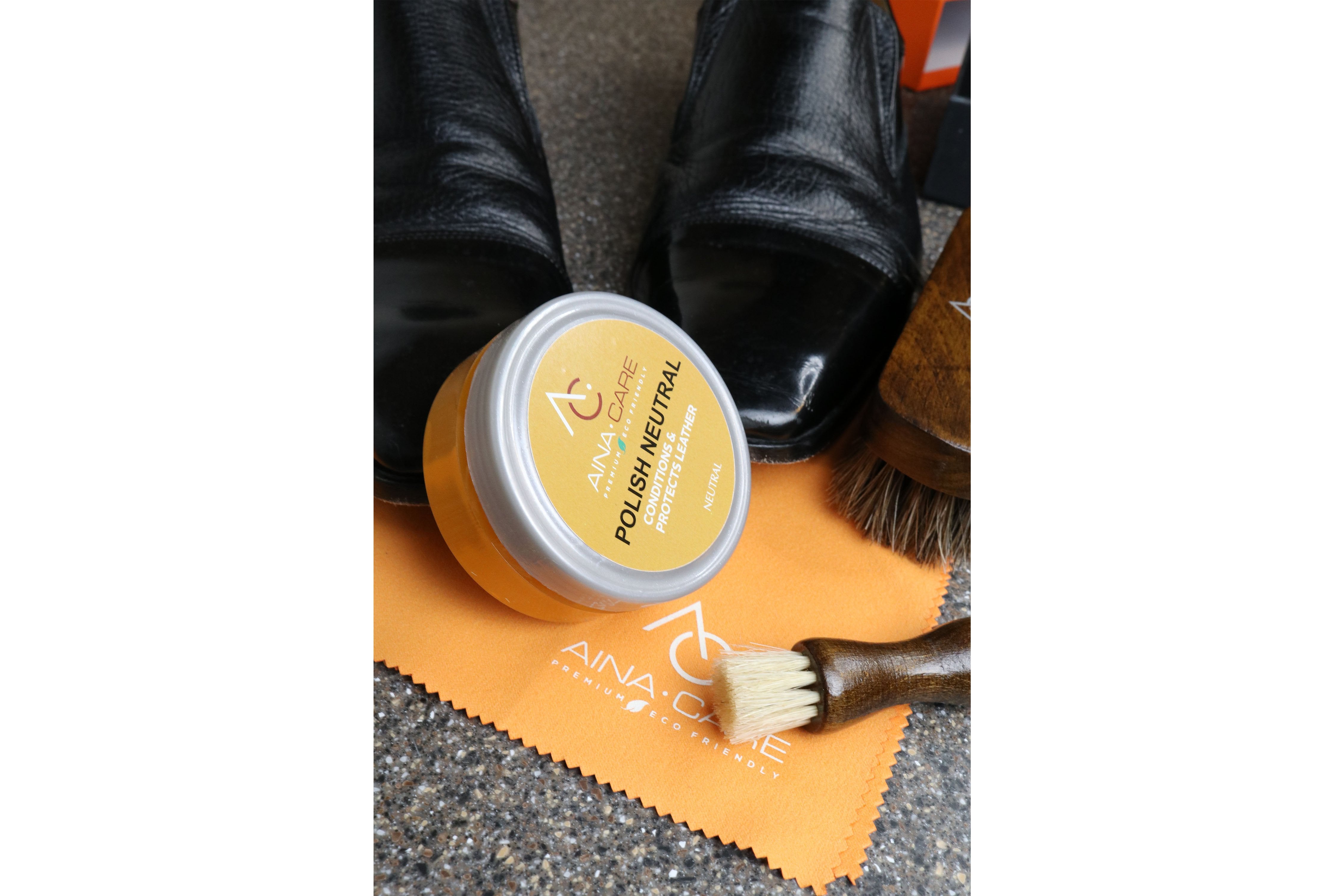 Premium Shoe Polish Kit - Neutral Cream for Leather Shoes | Shine & Protect Dress Shoes, Boots & Bags | Perfect for Office, Formal Events & Daily Care