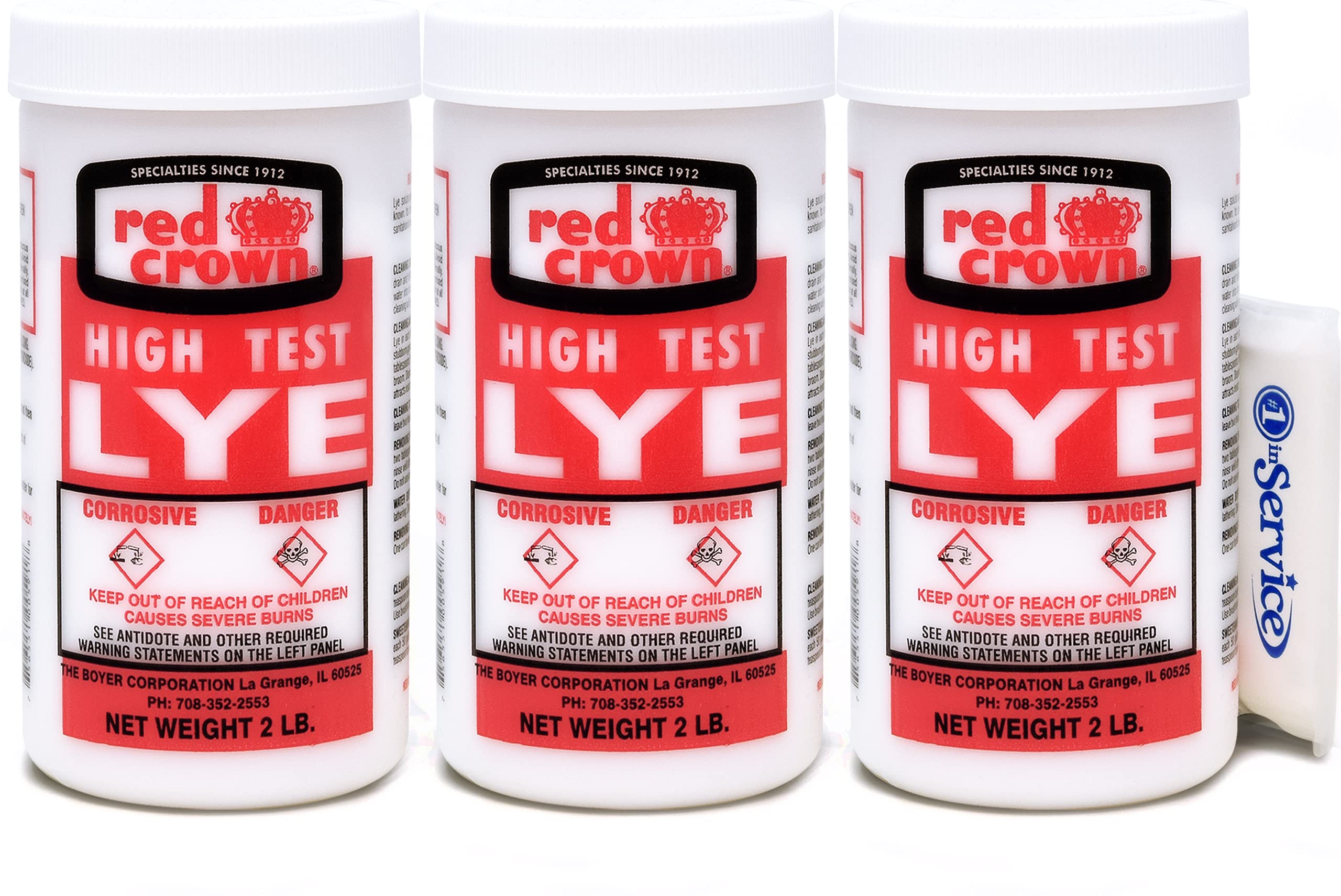 Boyer Corporation Pure Sodium Hydroxide Lye - 3 Pack for Soap Making, Drain Cleaning & Clog Removal | High Test Caustic Soda with Free Tissue Pack | Perfect for DIY Soap Crafting, Homemade Cleaning Solutions & Plumbing Maintenance