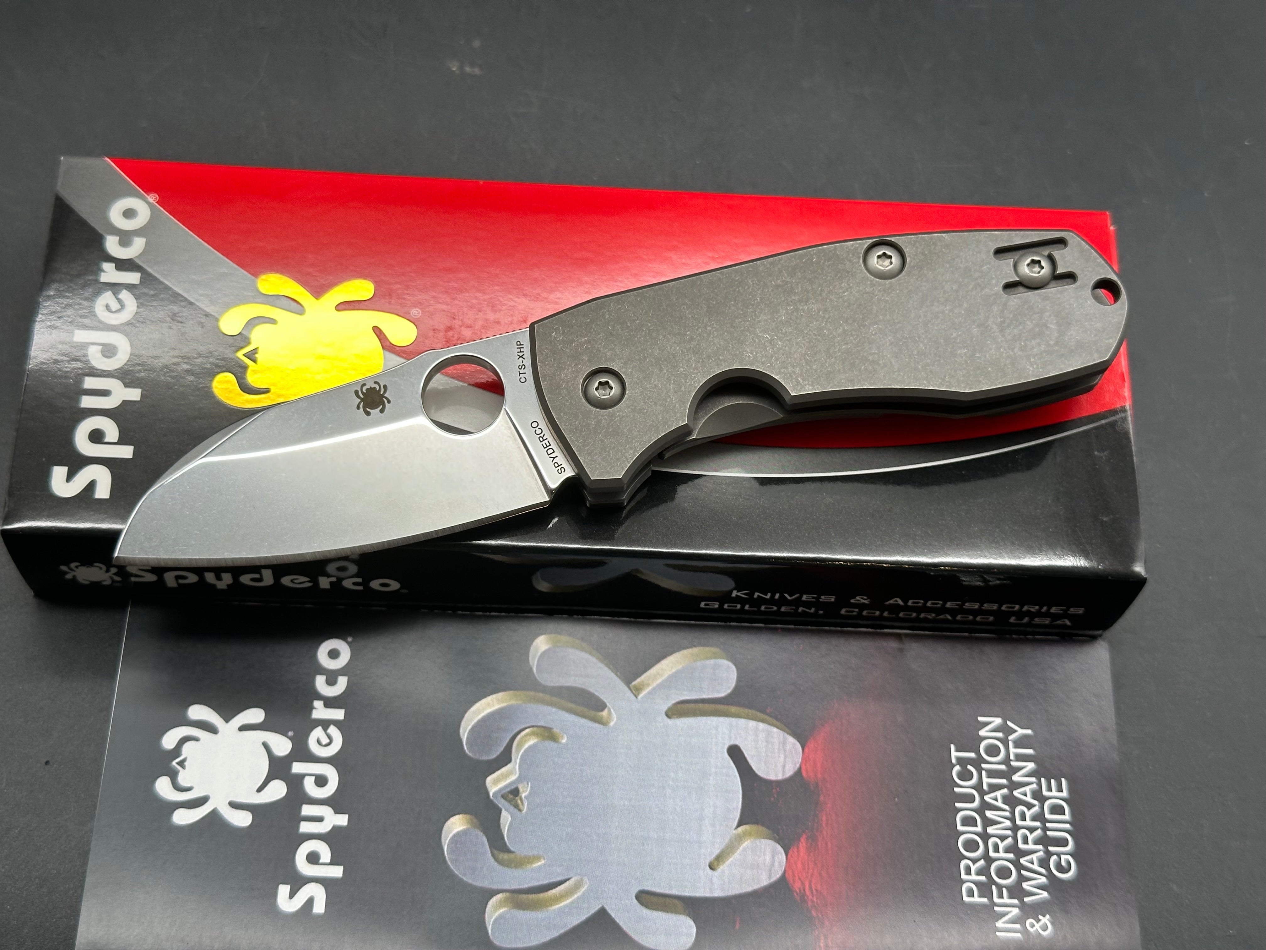 Spyderco Techno 2 Titanium Folding Pocket Knife with CTS XHP Steel Blade - EDC, Outdoor, Camping & Everyday Carry