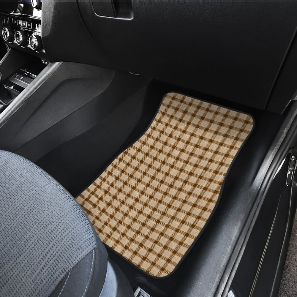 Premium Brown Buffalo Plaid Car Floor Mats - All-Weather Protection, Non-Slip Design for SUVs, Trucks & Sedans | Perfect for Winter, Road Trips & Everyday Commute