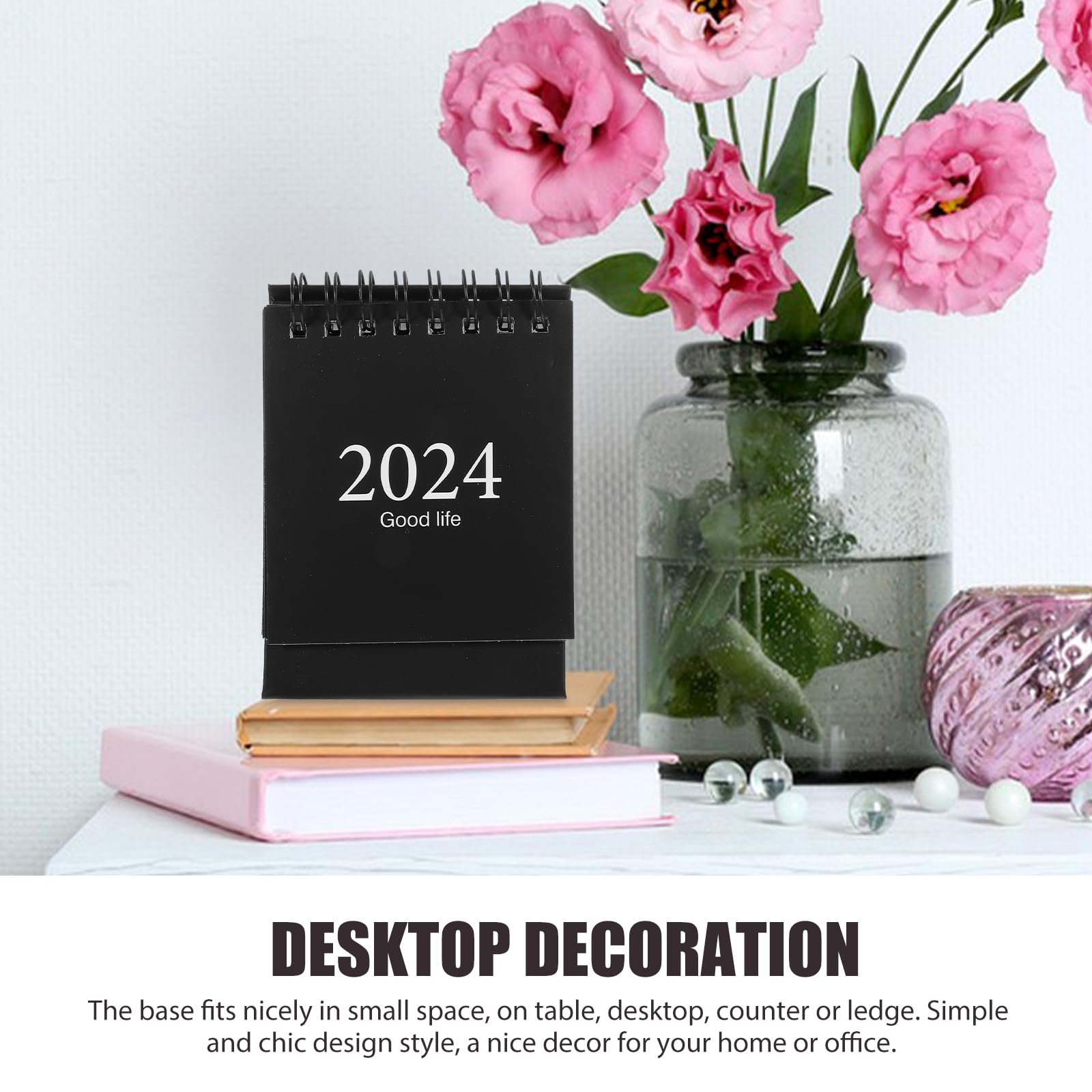 2023 Mini Desk Calendar - Standing Flip Planner for Daily Scheduling (Black) - Office & Home Use