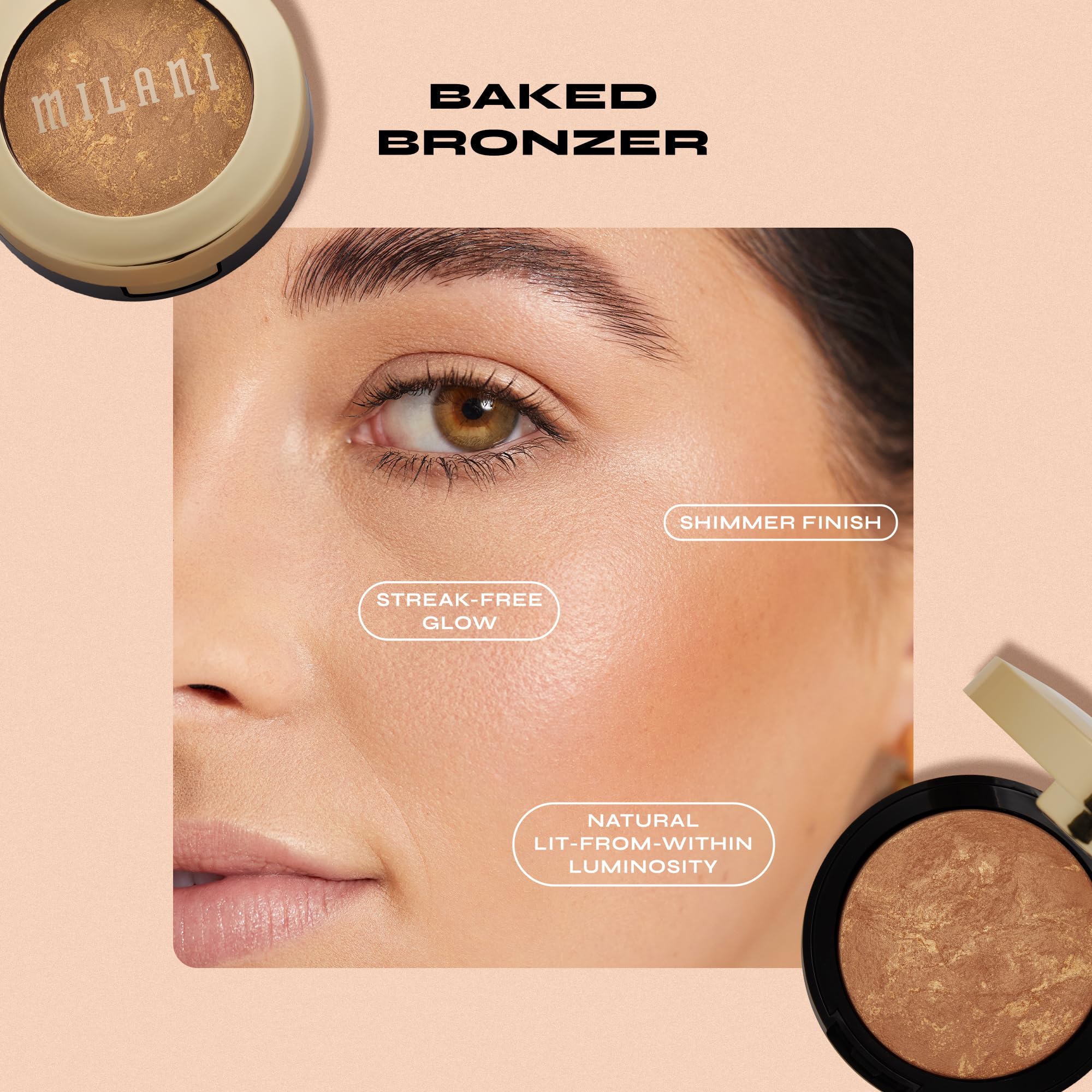 Milani Baked Bronzer - Cruelty-Free Shimmer Powder for Contouring & Highlighting (0.25oz) - Perfect for Everyday Glow