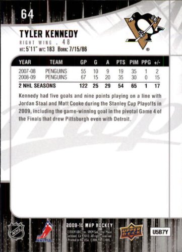 2009-10 Upper Deck MVP Hockey Card #64 Tyler Kennedy - NHL Collectible Trading Card for Sports Memorabilia Fans & Card Collectors - Perfect for Display, Trading, and Investment