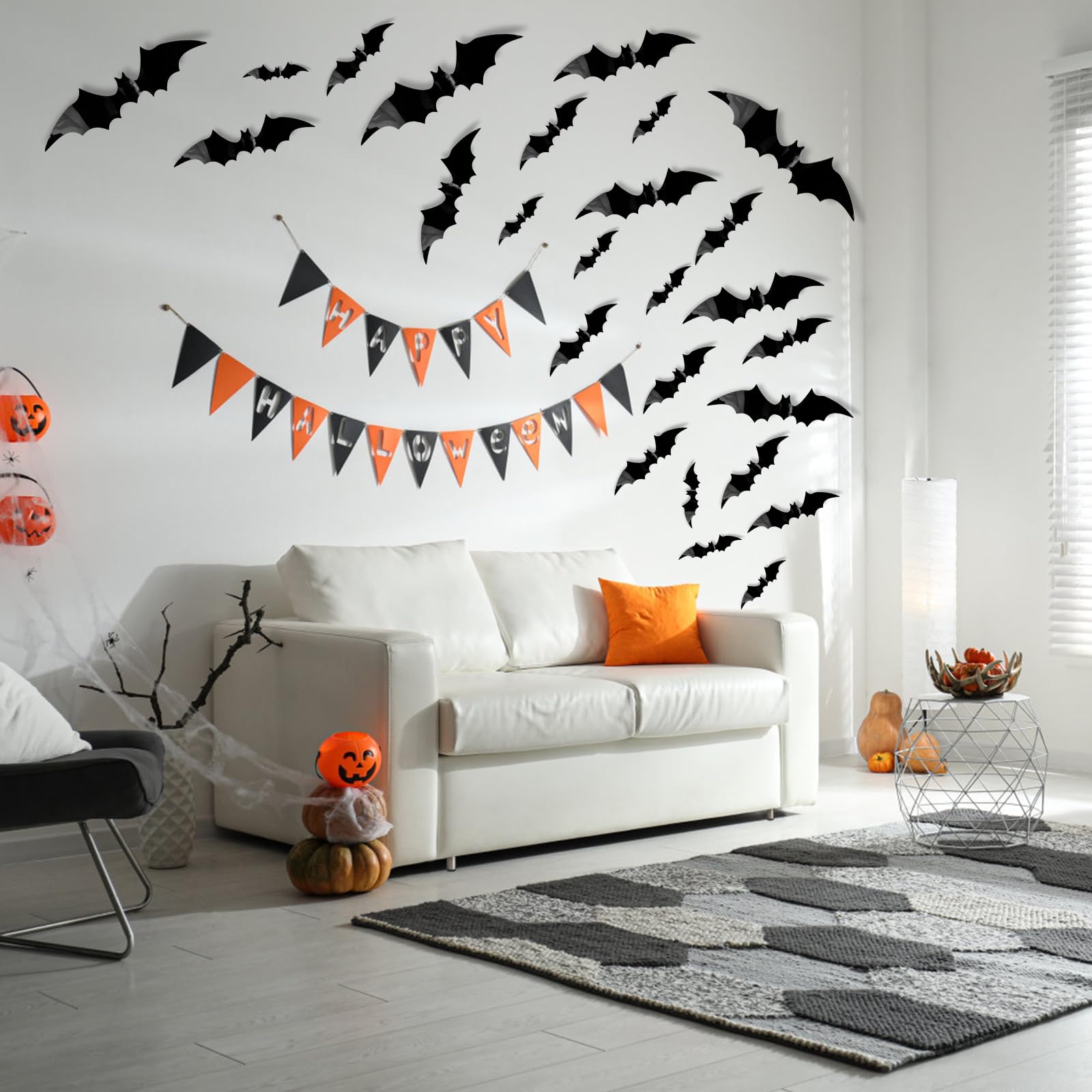 160 Pcs Halloween Bat Decorations - Indoor & Outdoor Halloween Party Decor for Bedroom, Wall, and Clearance Sale | Spooky Halloween Party Supplies for Home, Yard, and Events