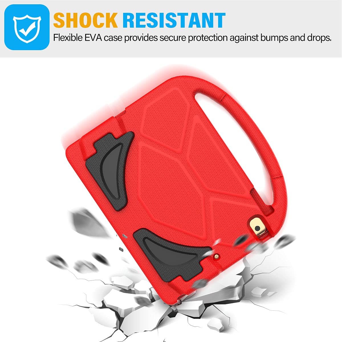 SUPLIK Kids Shockproof Case for iPad 5th/6th Generation (9.7 inch 2017/2018), iPad Air 1/2 & iPad Pro 9.7 - Durable Protective Cover with Handle Stand & Built-in Screen Protector | Perfect for School, Travel & Home Learning (Red)