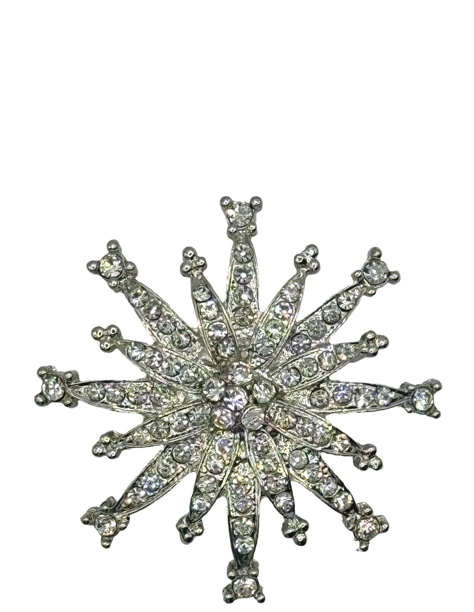 DÉCLIC Silver Layered Snowflake Brooch Pin - Elegant Winter Jewelry for Coats, Scarves & Holiday Outfits
