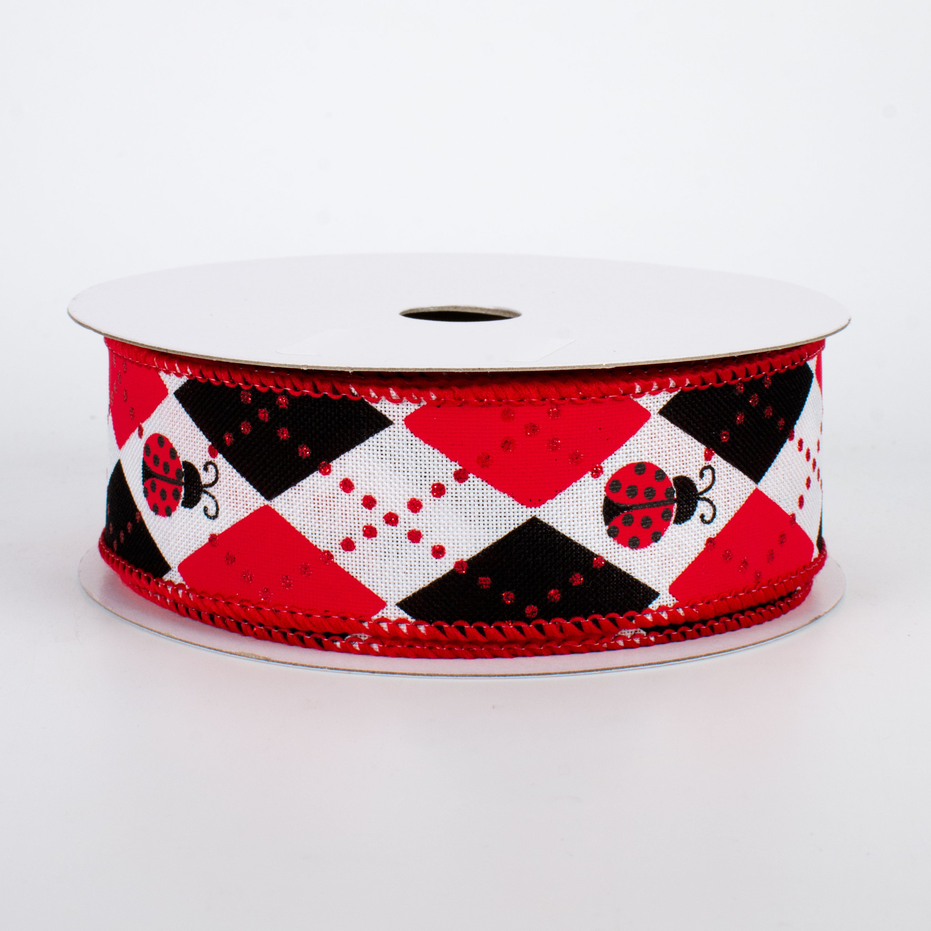 1.5 Inch Argyle Ladybugs Ribbon - 10 Yards for DIY Crafts, Gift Wrapping, Scrapbooking & Hair Bows | Cute Polka Dot Design for Baby Shower Decorations & Party Supplies