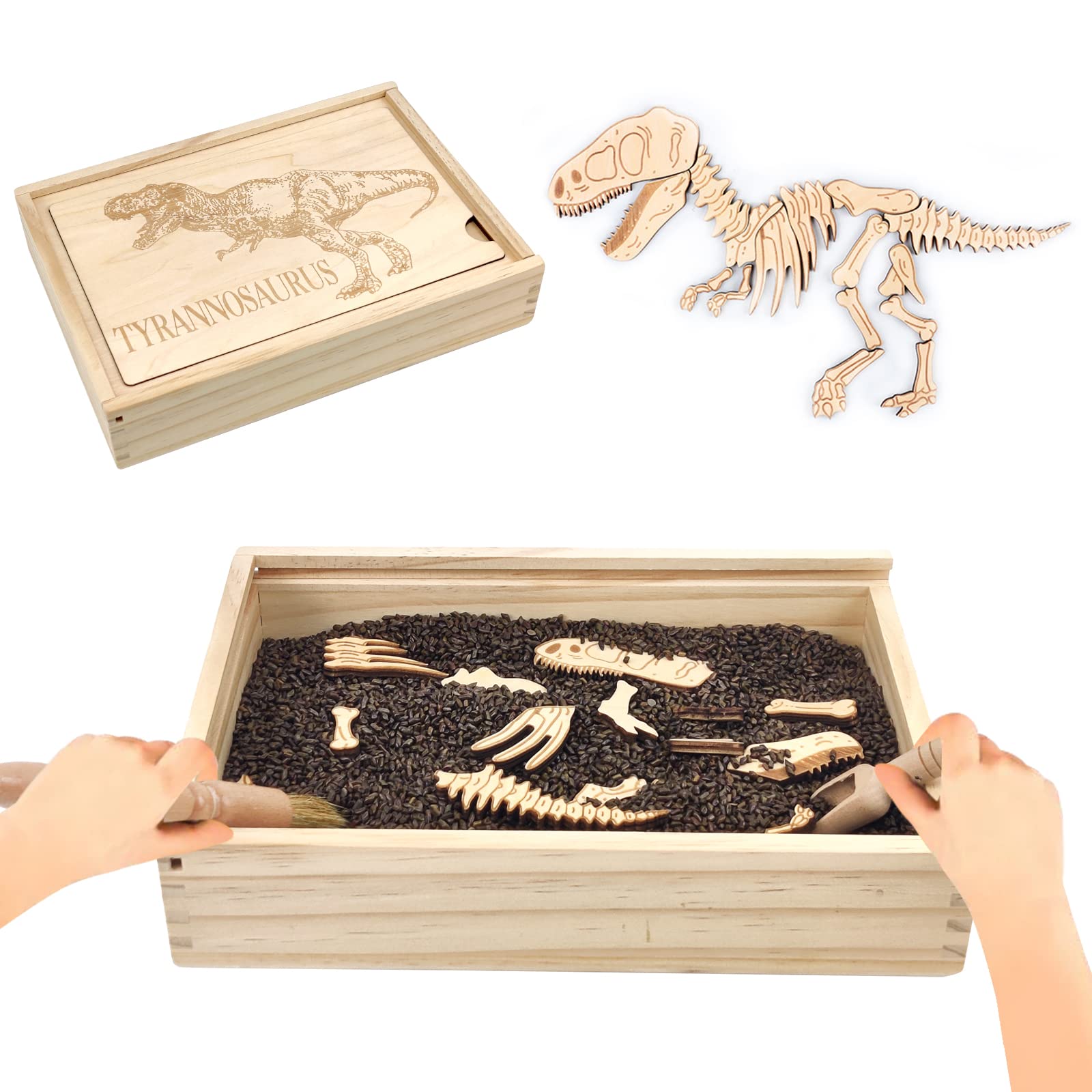 Dinosaur Excavation Kit for Kids - STEM Archaeology Science Toy with Fossil Dig Tools, T-Rex Skeleton Puzzle & Sensory Bin | Educational STEM Gift for Boys & Girls | Perfect for Classroom Science Projects & Birthday Party Activities