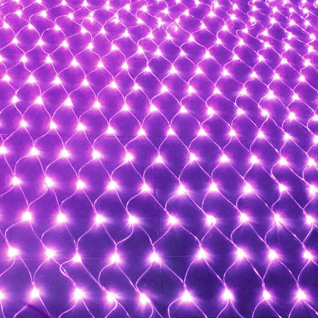 Solar Powered 204 LED Net Mesh String Lights - Waterproof 3m x 2m Outdoor/Indoor Decorative Lights with 8 Lighting Modes | Perfect for Christmas Trees, Weddings, Windows, Walls, Tables, Camping & Beach Decor (Purple)