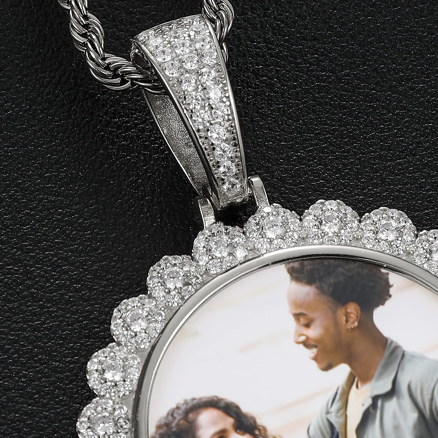 925 Sterling Silver Custom Sunflower Photo Necklace for Women - Personalized Engraved Picture Pendant with Gift Box - Hip Hop Jewelry for Girlfriend, Wife, Anniversary & Valentine's Day Gifts