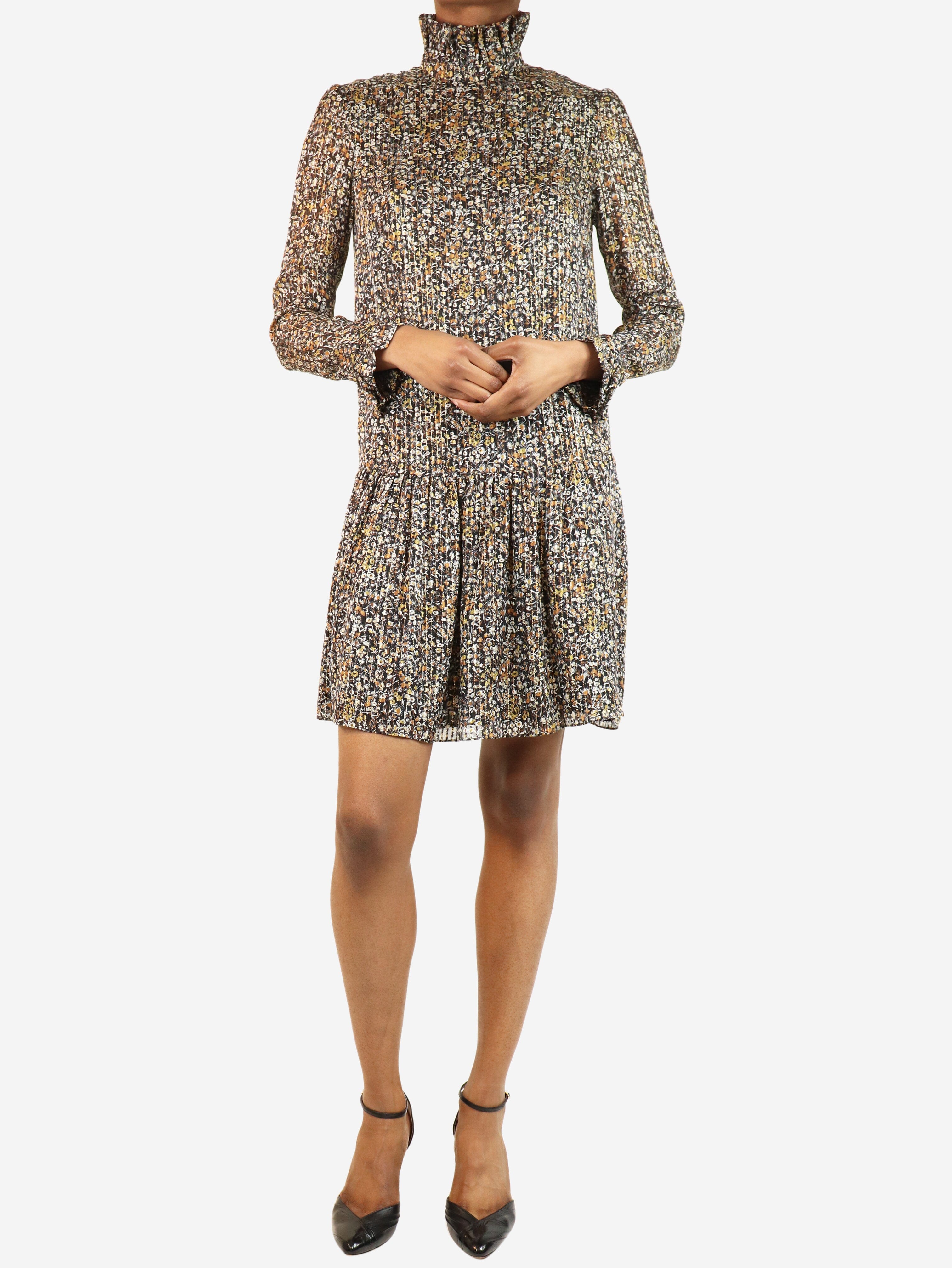 Black Floral Printed Mini Dress - Size UK 6 - Perfect for Summer Parties, Date Nights & Casual Outings