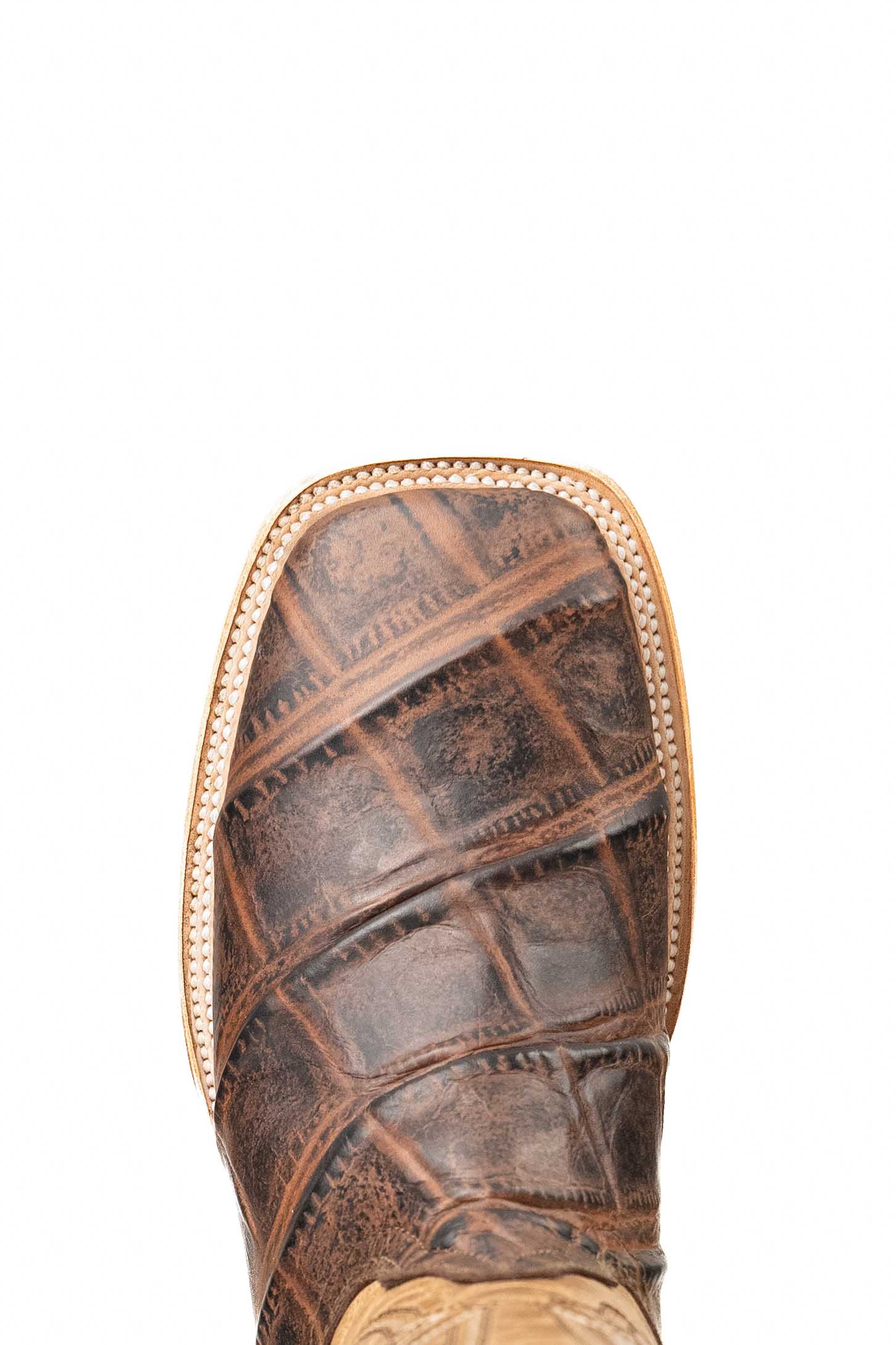 Renegade Alligator Square Toe Cowboy Boots for Men - Genuine Leather Western Boots with Rugged Sole - Perfect for Rodeo, Country Dancing & Outdoor Adventures