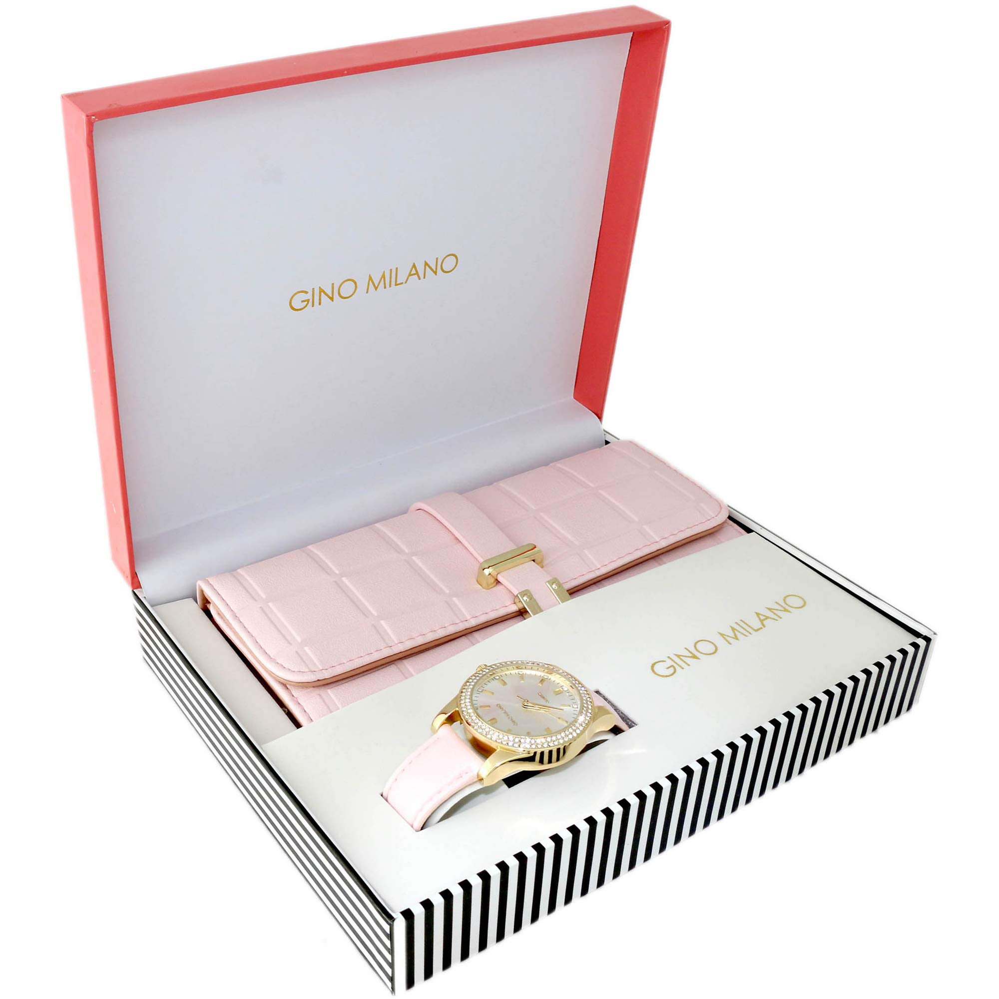 Luxury Women's Gold Leather Band Watch & Matching Tri-Fold Wallet Set - Elegant Gift for Her, Perfect for Parties, Weddings & Special Occasions