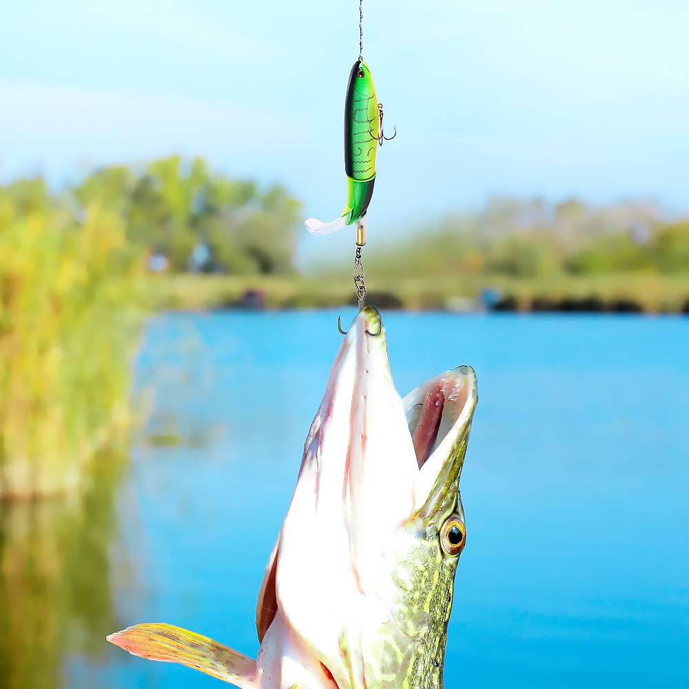 8Pcs Topwater Fishing Lure Set - Whopper Plopper Bass Lures with Floating Rotating Tail | Lifelike Hard Bait & Swimbait Kit for Bass Fishing | Perfect for Freshwater Lakes, Rivers, and Pond Fishing Adventures