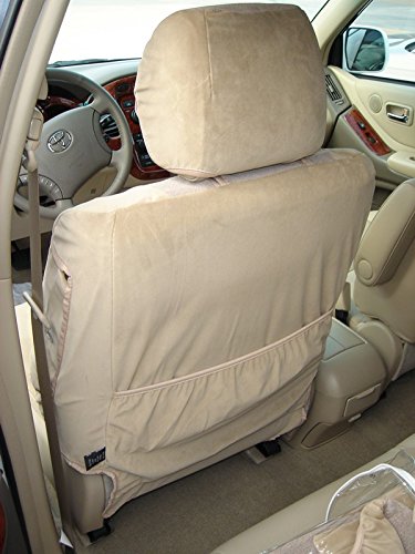 Premium Durafit Seat Covers for 2004-2007 Toyota Highlander - Beige Velour Front Captain Chair Covers | Perfect Fit for Electric Driver & Manual Passenger Seats | No Side Airbags | Enhanced Comfort & Protection for Daily Commutes & Road Trips
