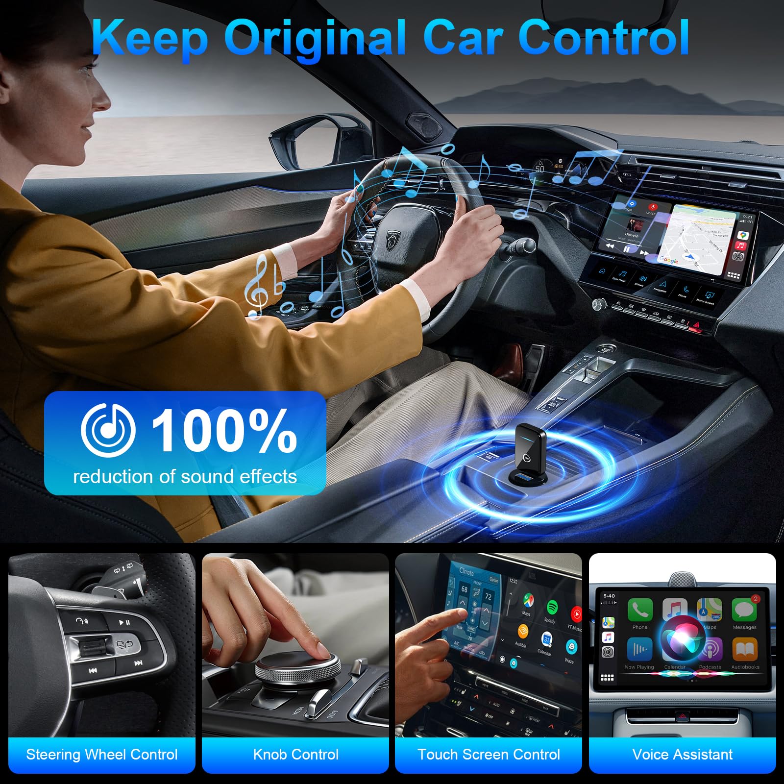 2025 Wireless CarPlay Adapter & Android Auto Dongle - Convert Wired to Wireless for iPhone & Android - Compatible with Factory OEM CarPlay Cars 2016+ - Auto Connect - Perfect for Commuting, Road Trips & Hands-Free Driving