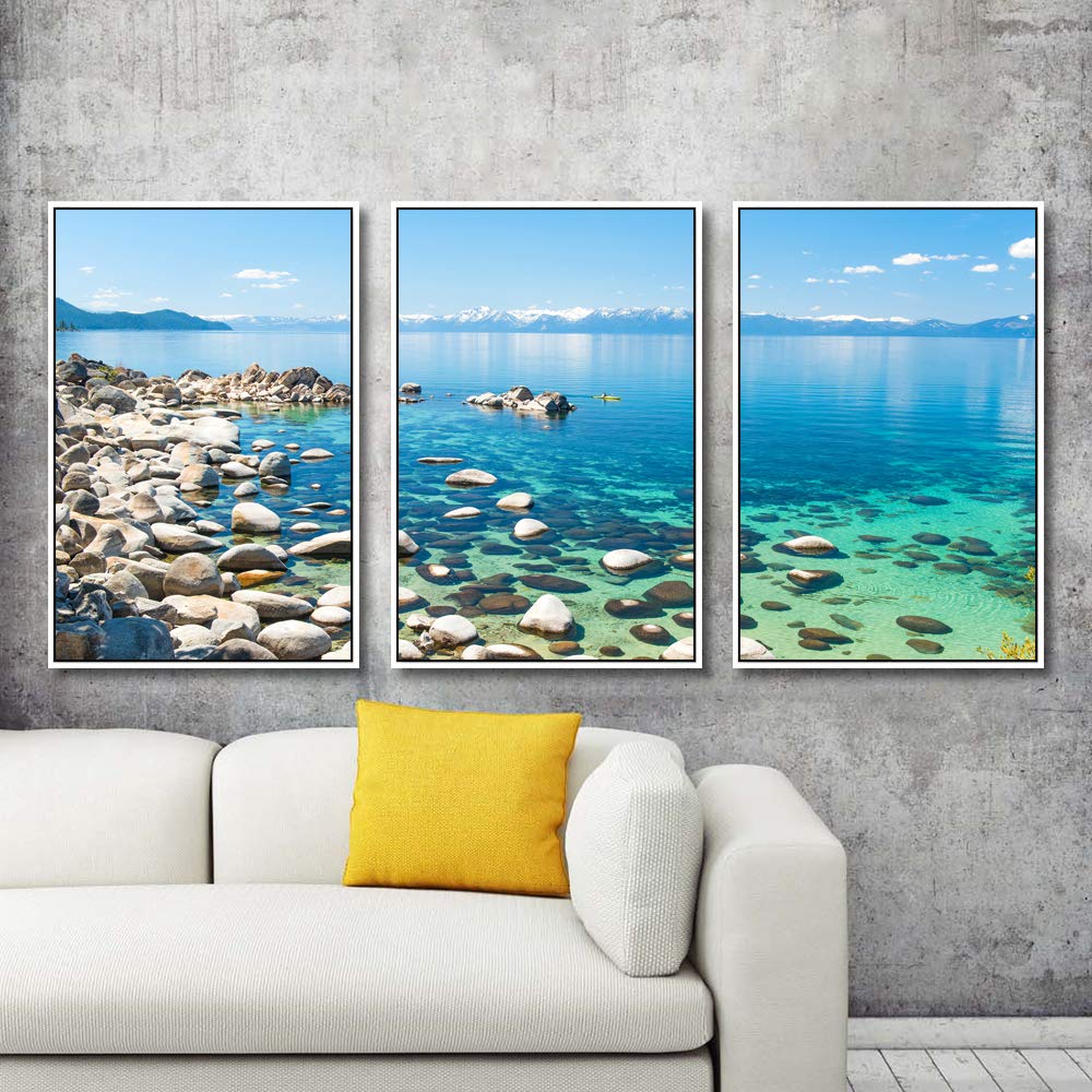 Idea4Wall 3-Piece Framed Canvas Wall Art Set - Lake Tahoe Landscape Prints (24