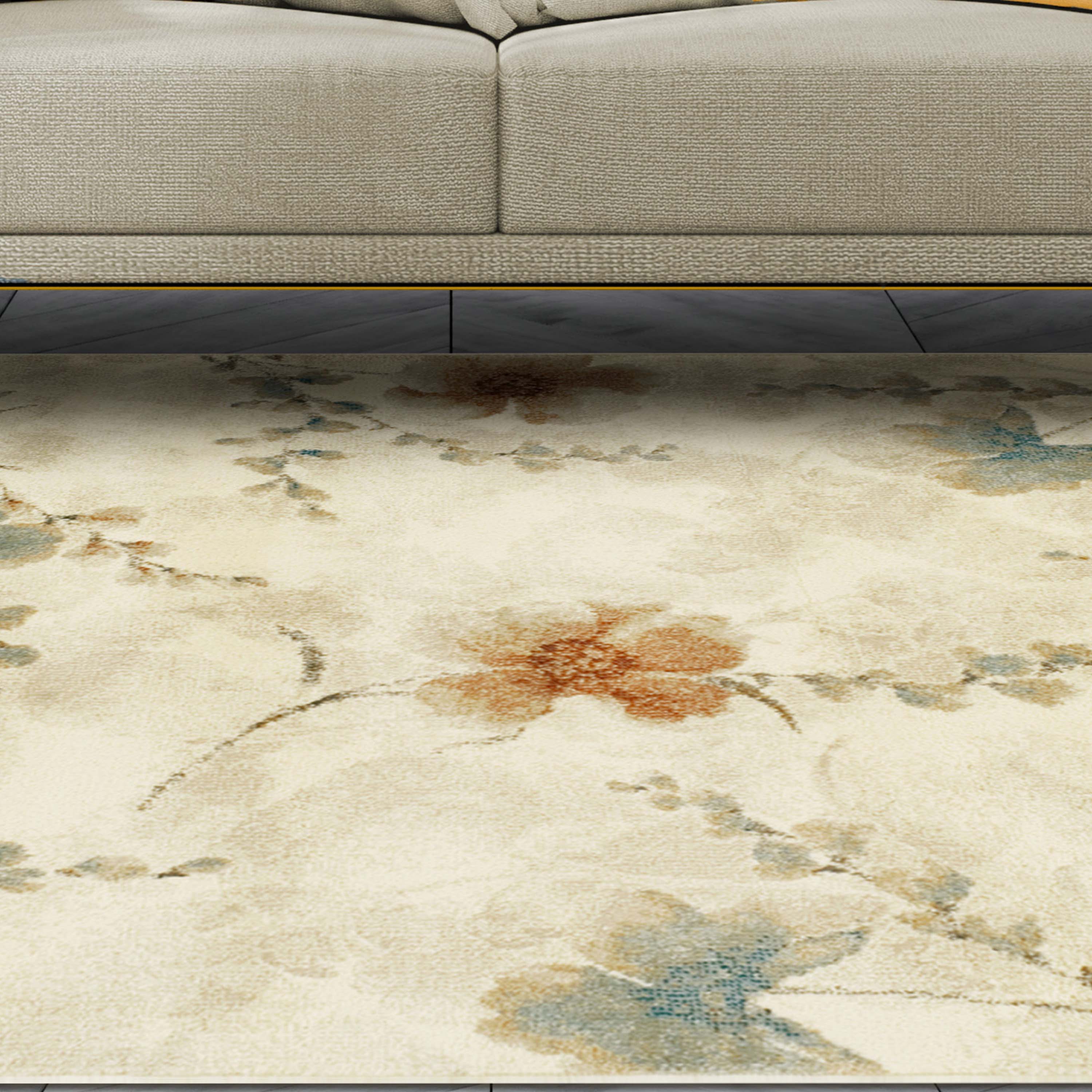 Fiore Modern Floral Abstract Area Rug - Soft Non-Slip Indoor Carpet for Living Room, Bedroom, Nursery & Home Decor