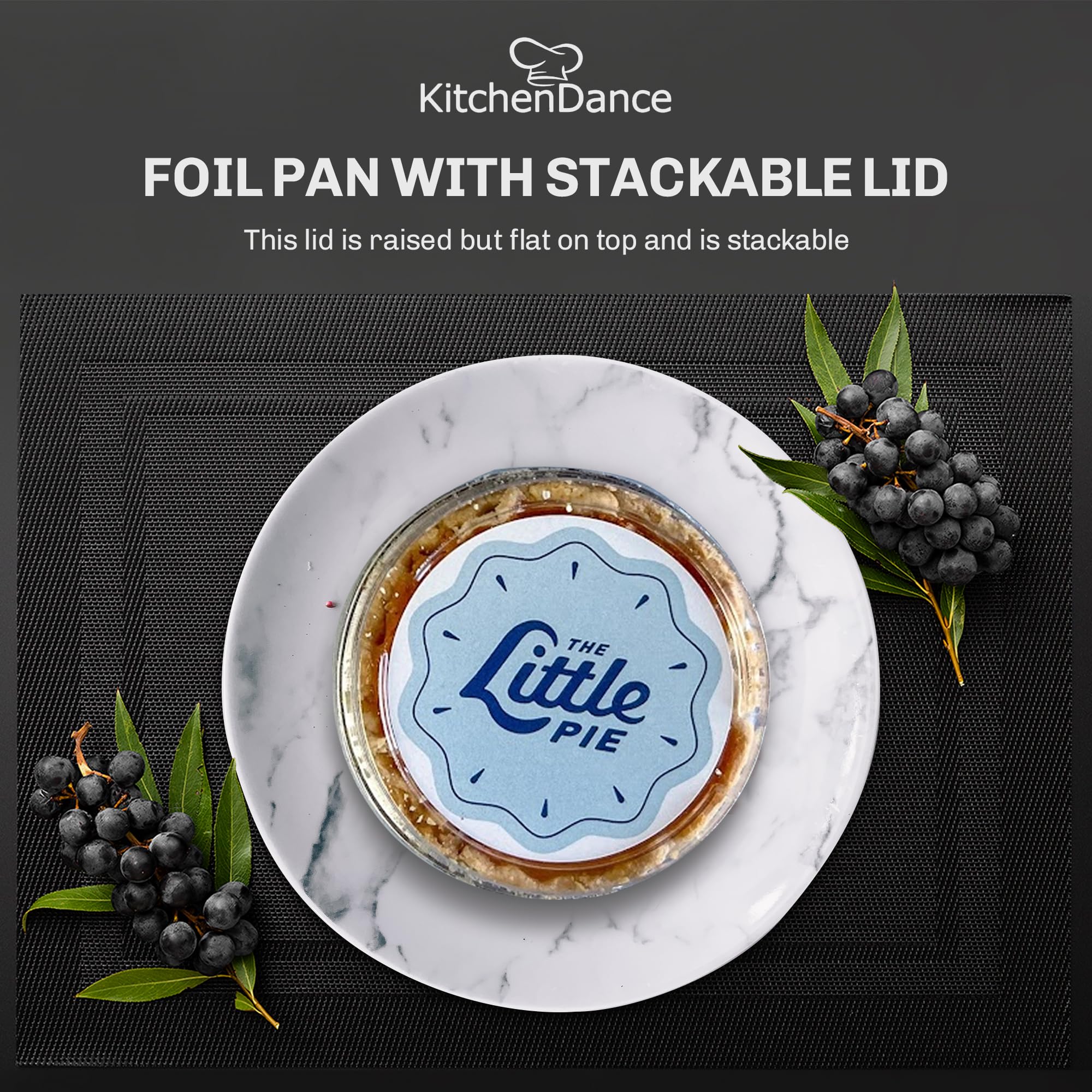 KitchenDance 4oz Disposable Aluminum Baking Cups with Lids - 500 Pack Black Stackable Foil Pans for Creme Brulee, Flan, Cupcakes & Desserts - Perfect for Home Baking, Party Catering & Restaurant Use