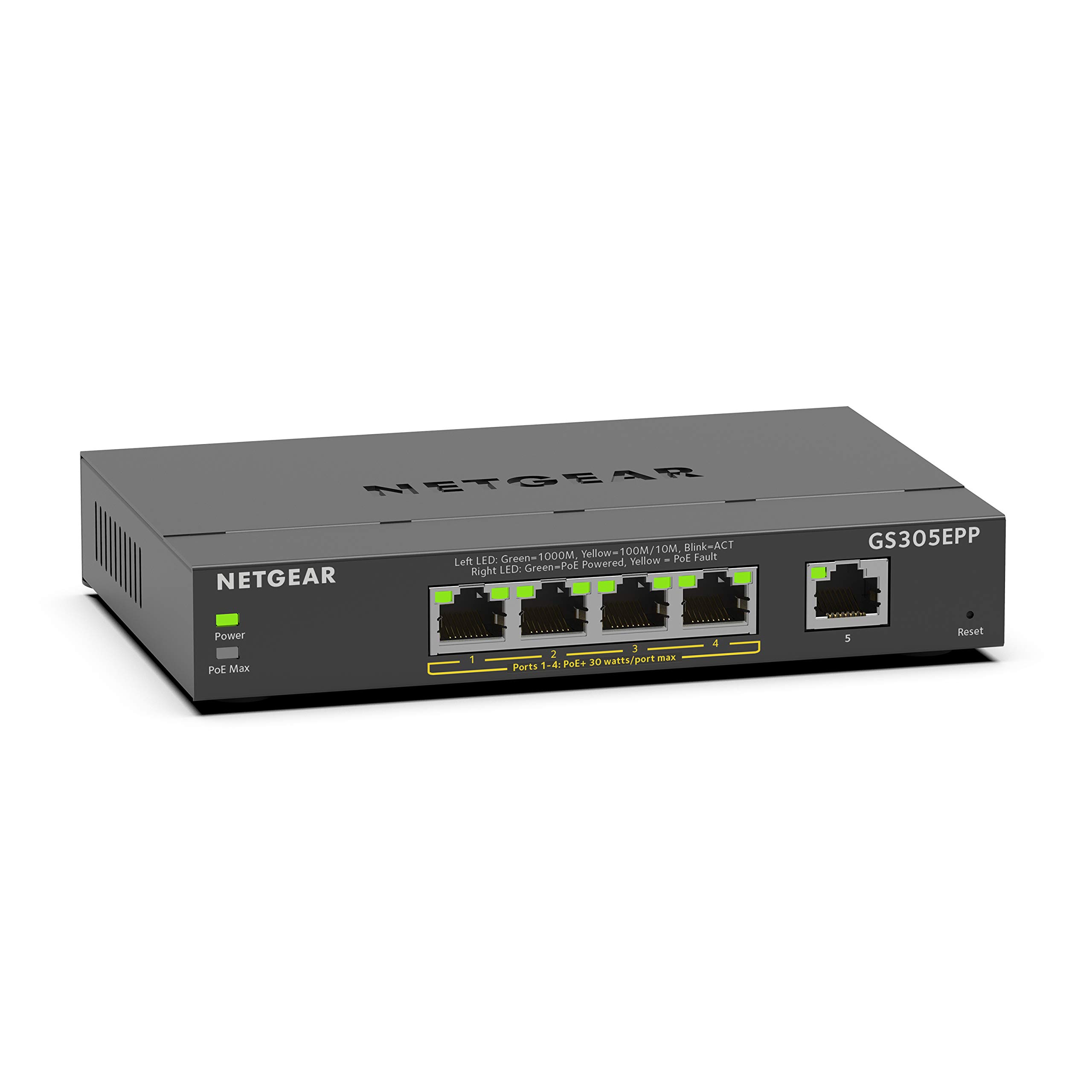 NETGEAR GS305EPP 5-Port Gigabit Ethernet PoE+ Smart Managed Switch with High Power - Ideal for Home Office, Small Business & IP Camera Setup