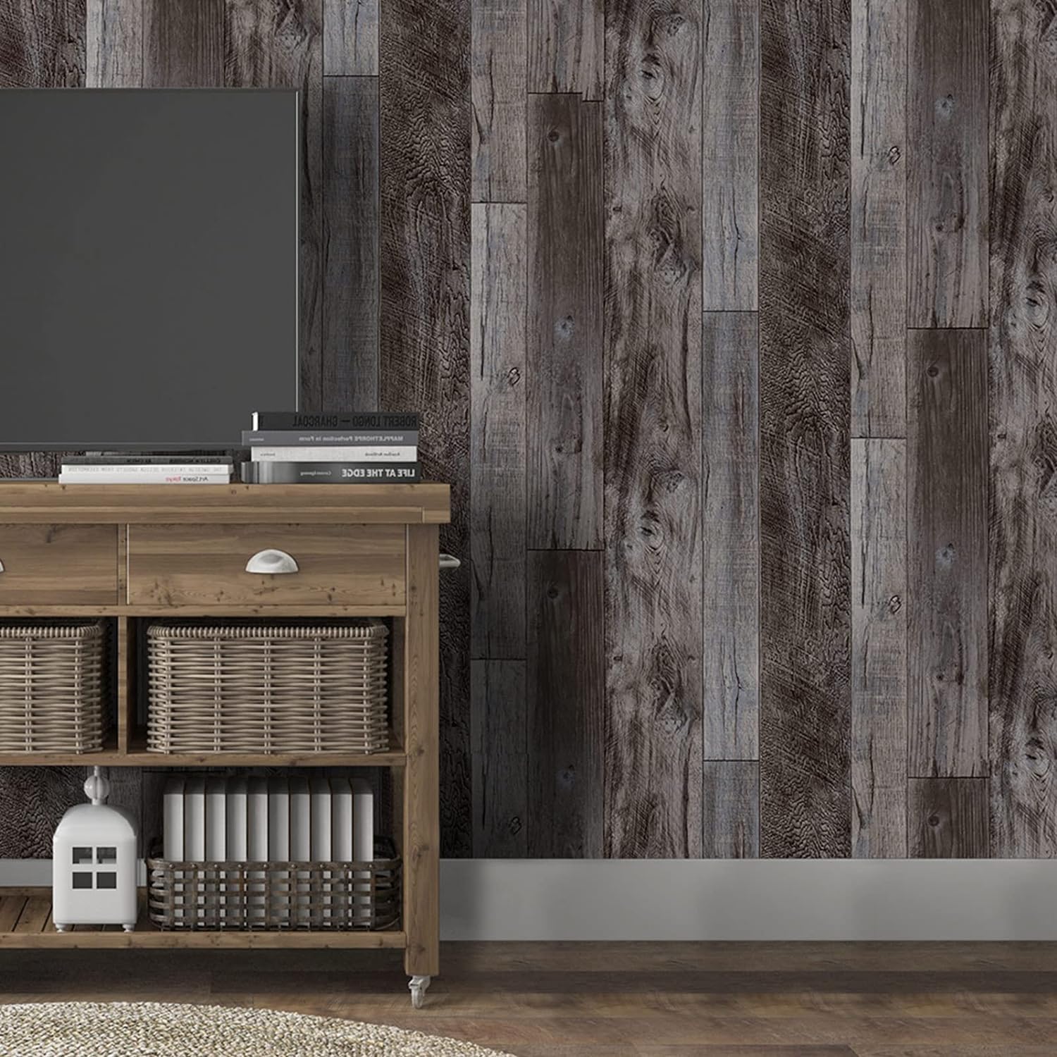 Yun-aeon Gray Wood Peel and Stick Wallpaper - 17.3