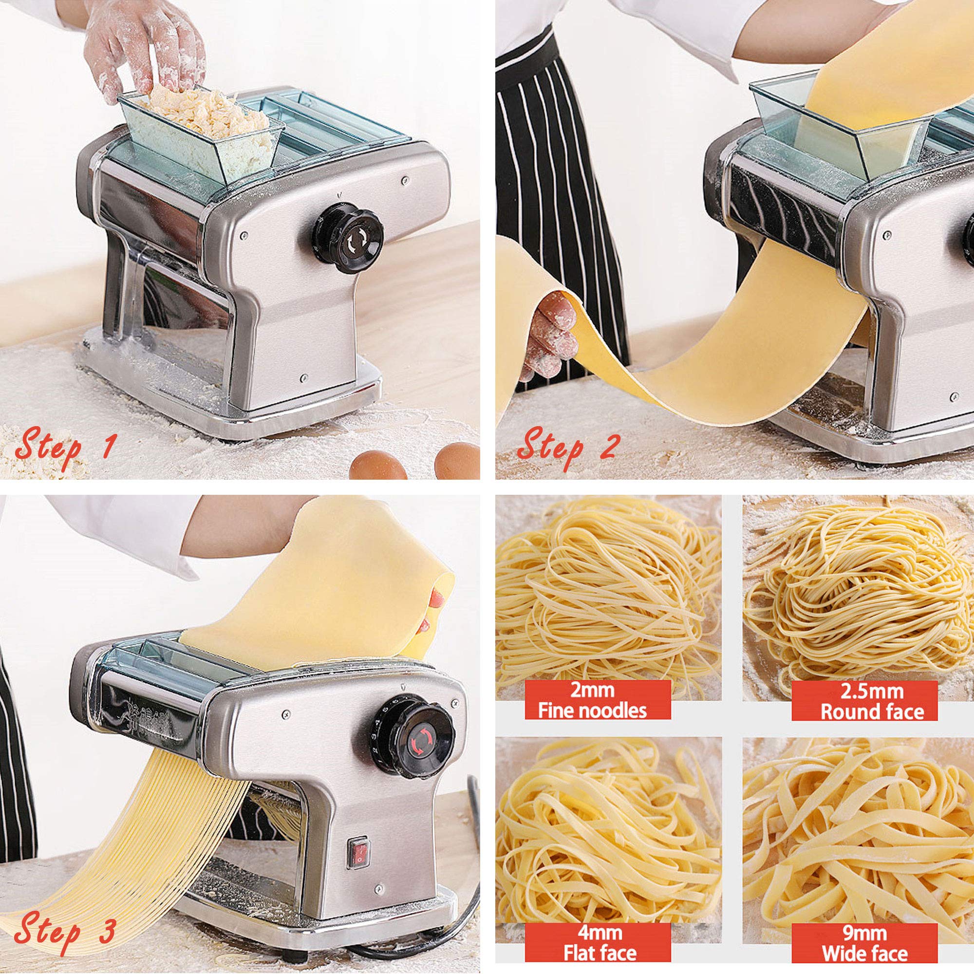 Electric Pasta Maker Machine - Automatic Noodle & Dumpling Maker for Ravioli, Wonton & More | Kitchen Pasta Press with Protective Cover | Perfect for Home Cooking, Italian Cuisine & Asian Dishes