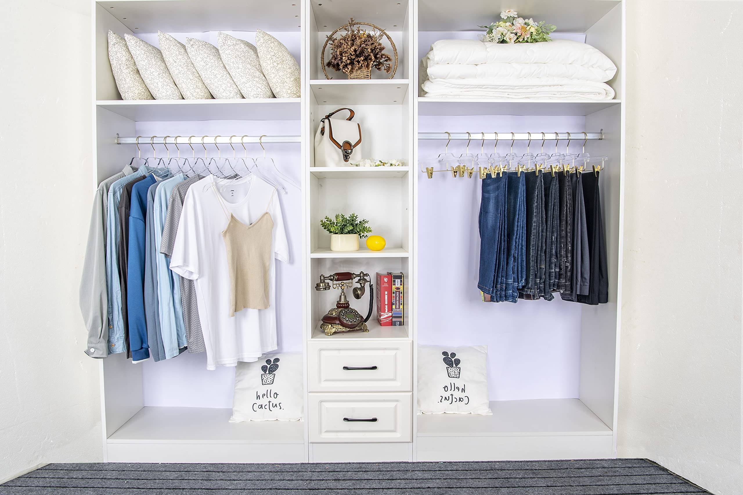 Premium Clear Acrylic Hangers with Swivel Gold Hook - 20 Pack Non-Slip Closet Organizers for Luxury Wardrobe & Display - Perfect for Clothing Boutiques, Walk-in Closets and Jewelry Storage