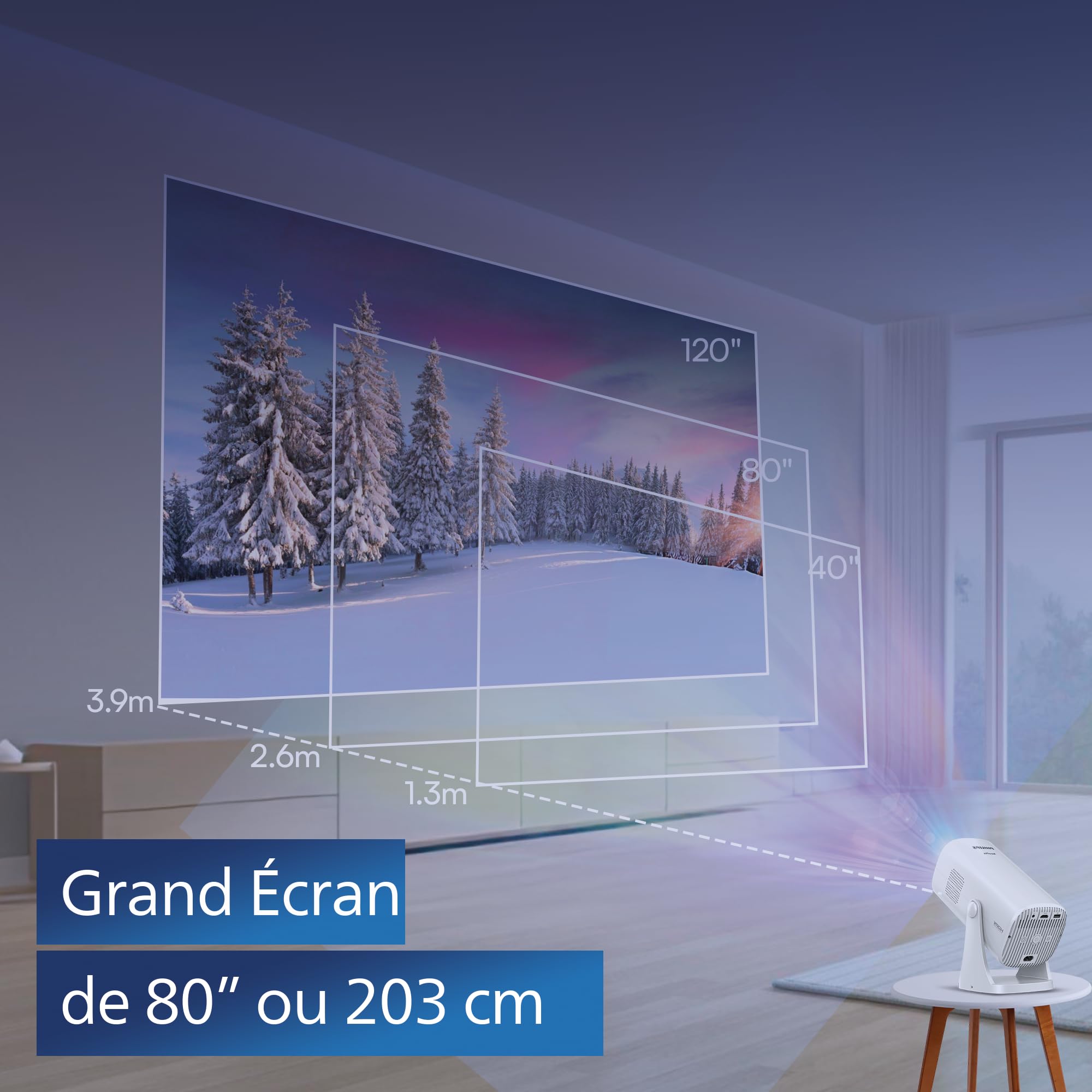 Philips Neopix 230Smart Full HD 1080p Home Theater Projector with Image Correction, LuminOS, Built-in Apps & Audio System - Perfect for Movie Nights, Gaming & Bedroom Entertainment