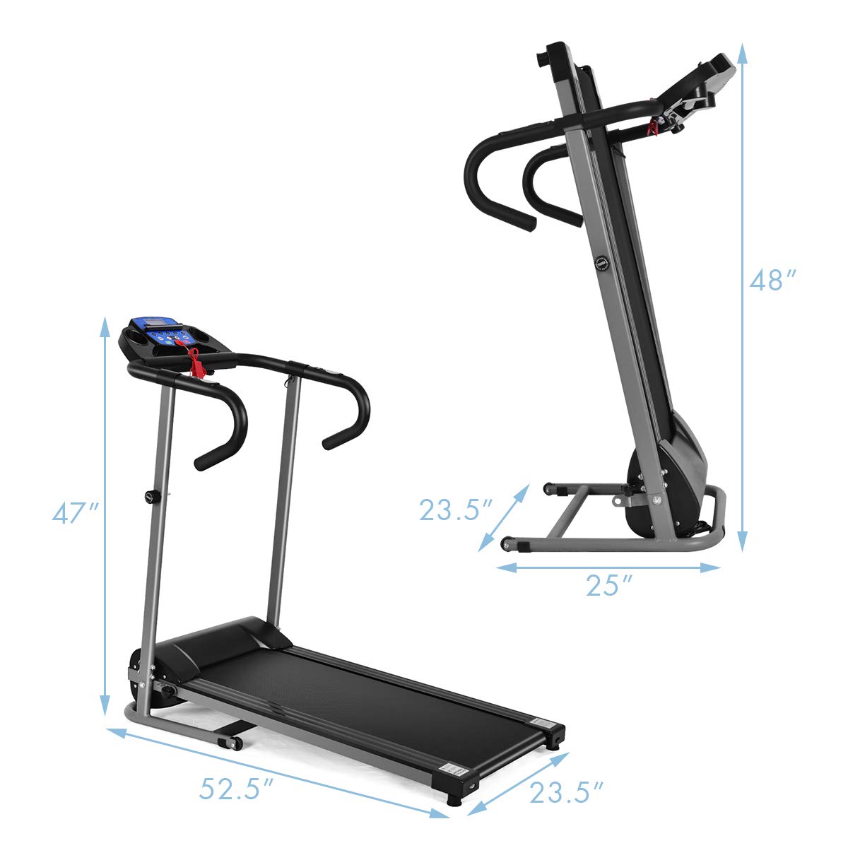 GYMAX Folding Electric Treadmill - Motorized Running & Jogging Machine with LCD Display, Device Holder - Heavy Duty Home Treadmill for Walking, Running & Cardio Workouts - Perfect for Home Gym, Small Spaces & Apartment Fitness