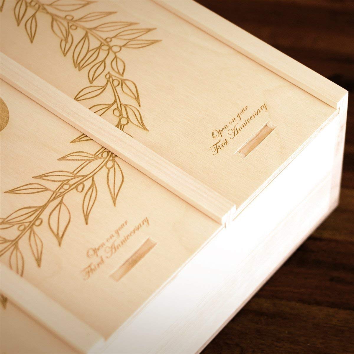 Personalized Monogram Wooden Wedding Wine Box - Elegant Keepsake for Anniversaries, Vow Renewals & Special Occasions