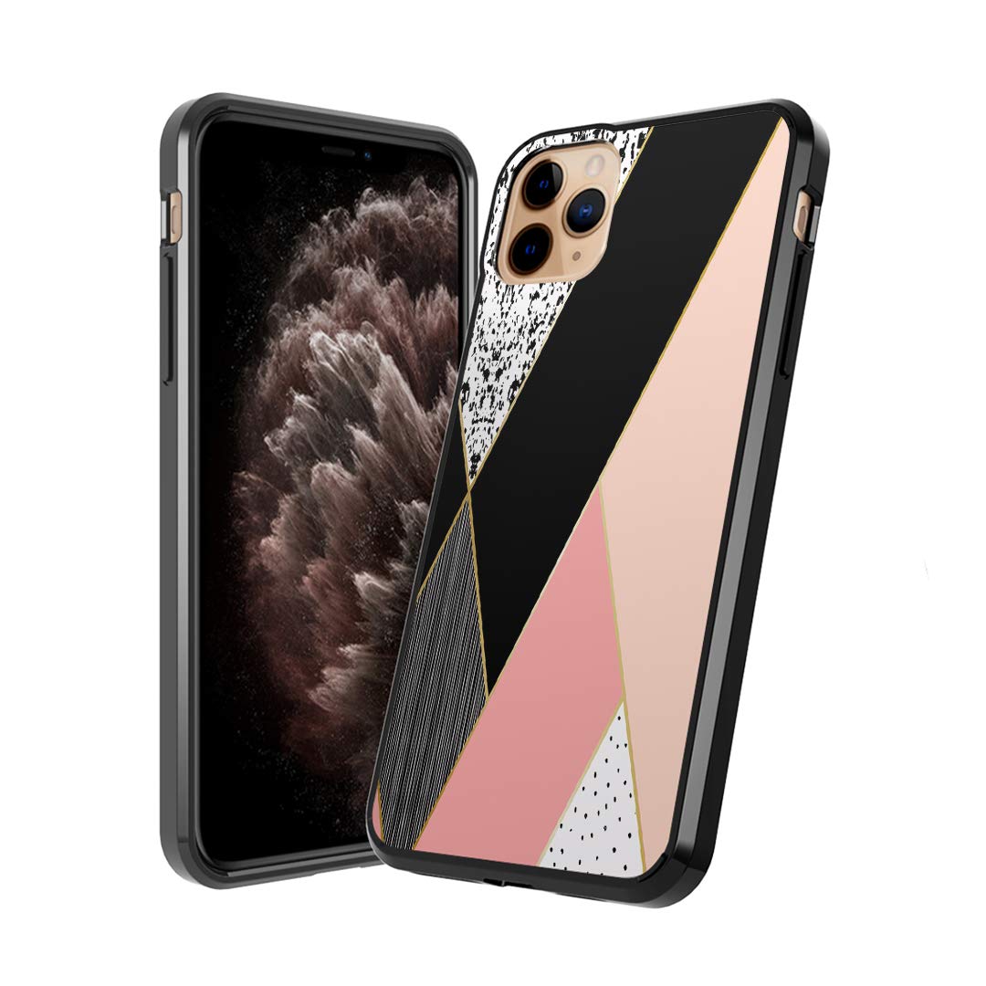 Moriko Cute Fusion Gel Case for iPhone 11 Pro - Anti-Scratch Slim Soft Grip Protective Cover (5.8 Inch, Pink Abstract Geometric) | Perfect for Everyday Use, Work & Travel