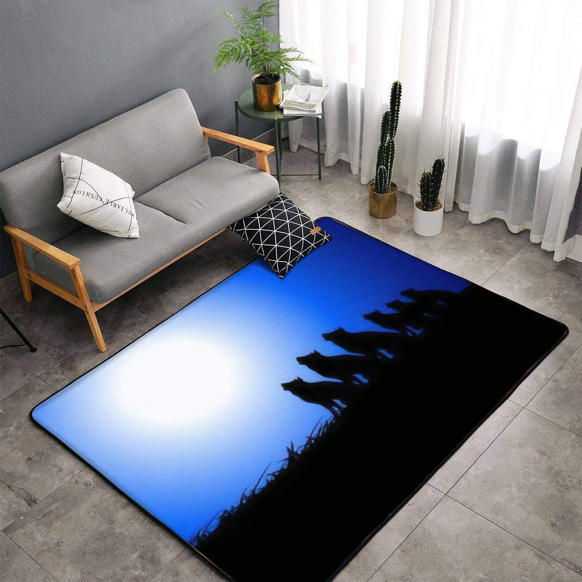 Non-Slip Wolf Design Area Rug - Soft Indoor/Outdoor Floor Mat for Living Room, Nursery, Yoga & Doorway | Perfect for Home Decor, Pet Safety & Workout Spaces