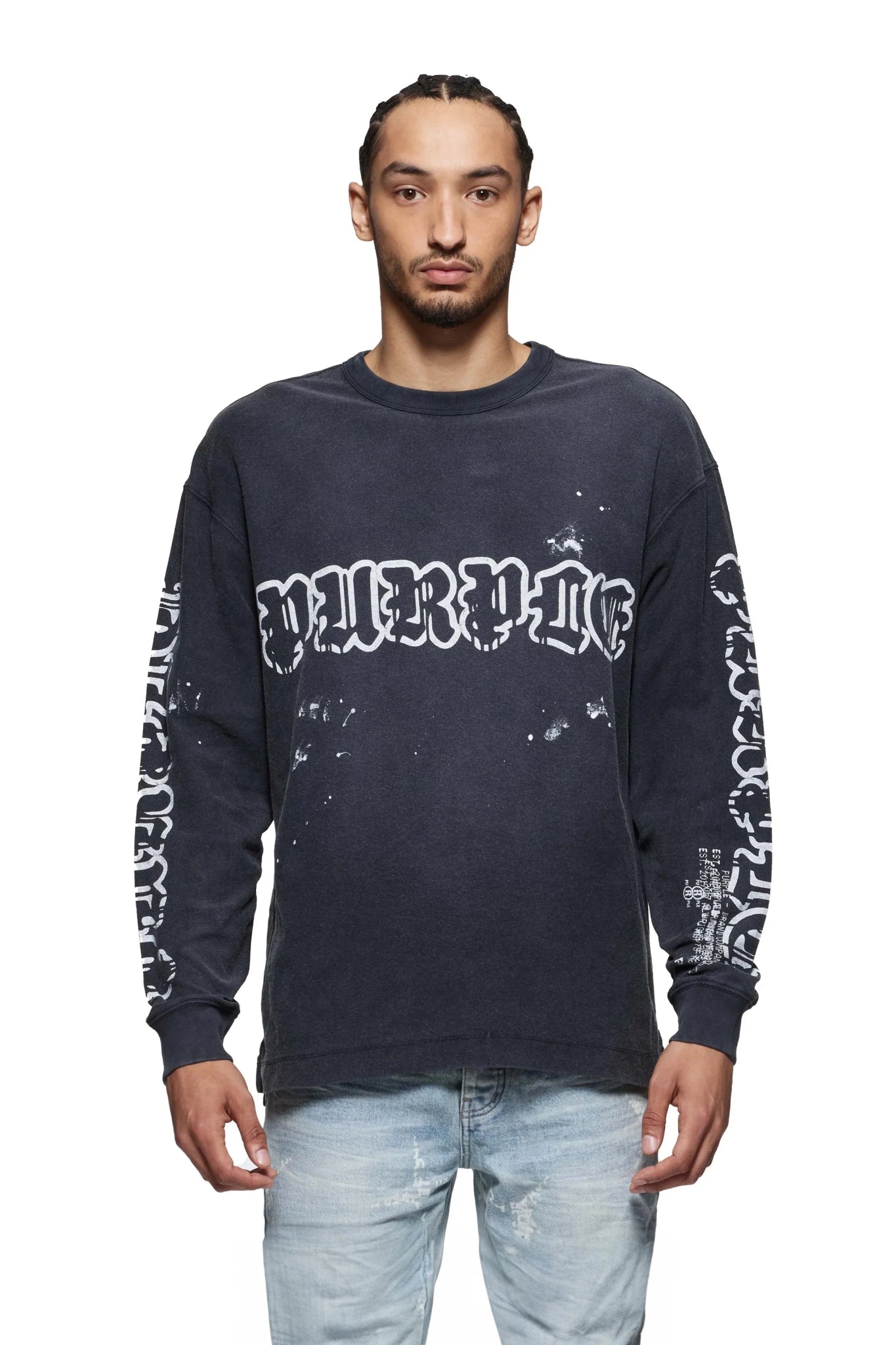 Purple Brand P204 JWGW Textured Jersey Long Sleeve Tee - Black | Comfortable Casual Wear for Men & Women | Perfect for Everyday Outfits, Layering & Street Style