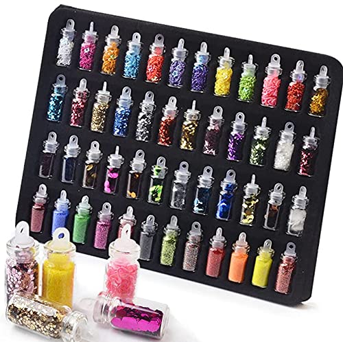 48 Colors Holographic Chunky Glitter for Nails, Body & Hair | Chunky Glitter Powder for Festive Makeup, Eyeshadow, Crafts & DIY | Perfect for Halloween, Christmas, Parties & Nail Art Designs