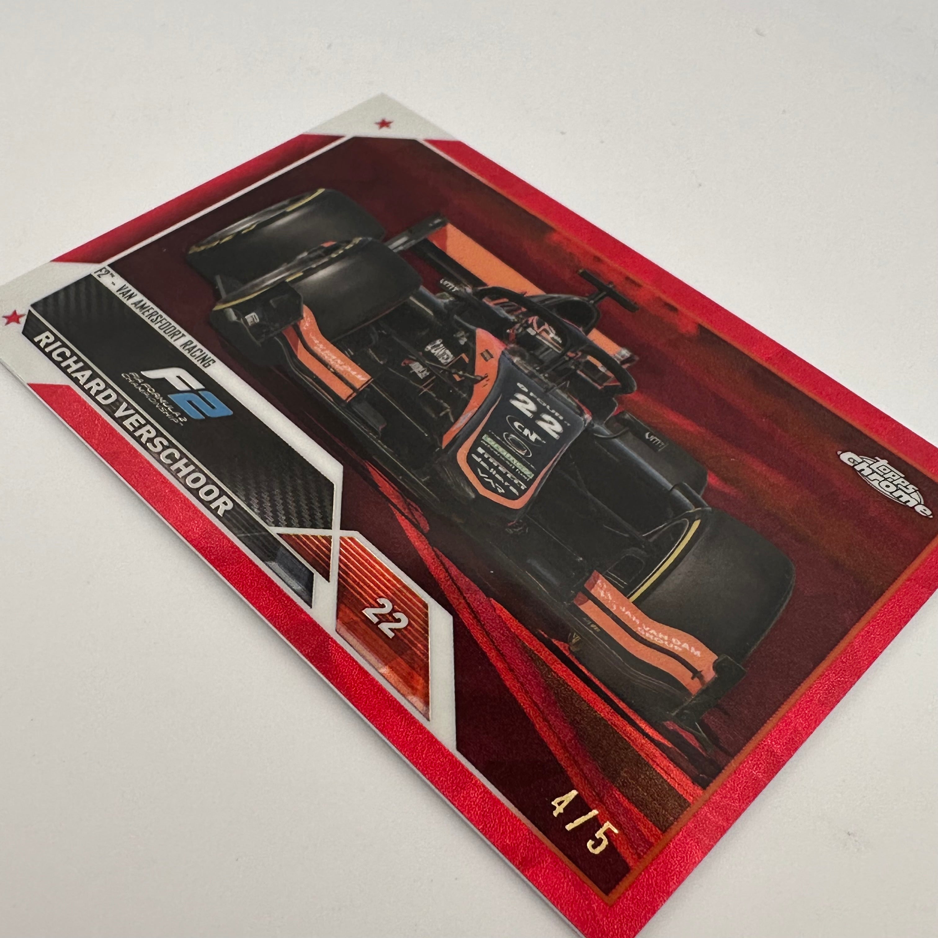 2023 Topps Chrome Sapphire Richard Verschoor #142 4/5 Red - Limited Edition Racing Card for Collectors & Fans