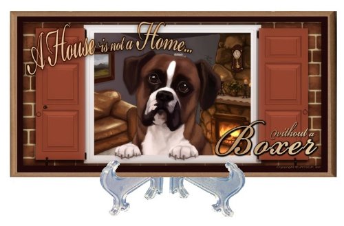 Boxer Dog 'Paws on the Windowsill' Home Decor Sign Plaque - Scott Rogers Art - Perfect for Pet Lovers & Dog Owners - Great for Living Room, Bedroom or Front Porch Decor