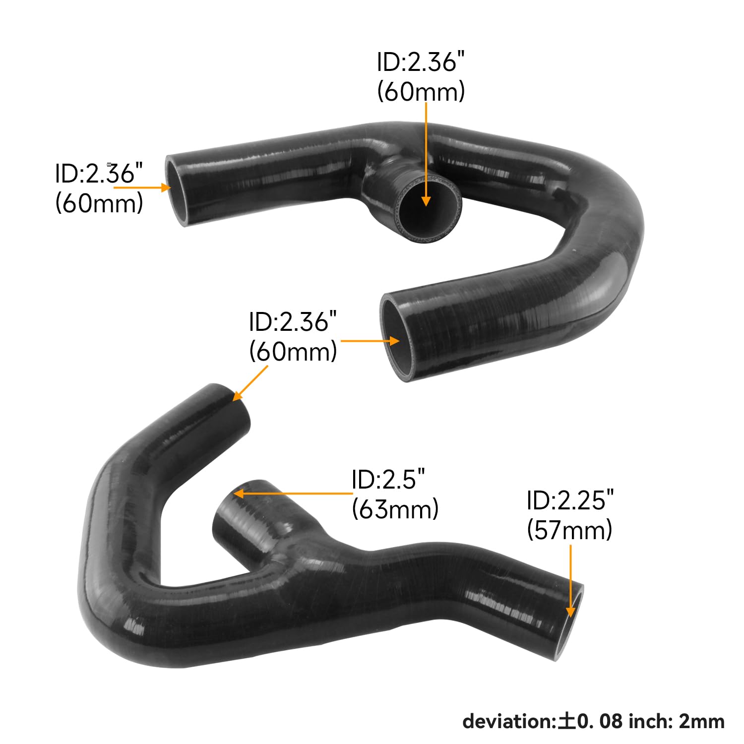 VW GOLF MK5 A3 Jetta GTI 2.0 FSi Silicone Intercooler Pipe Hose - High Performance Black Silicone Hose for Turbocharged Engine Upgrades & Performance Tuning