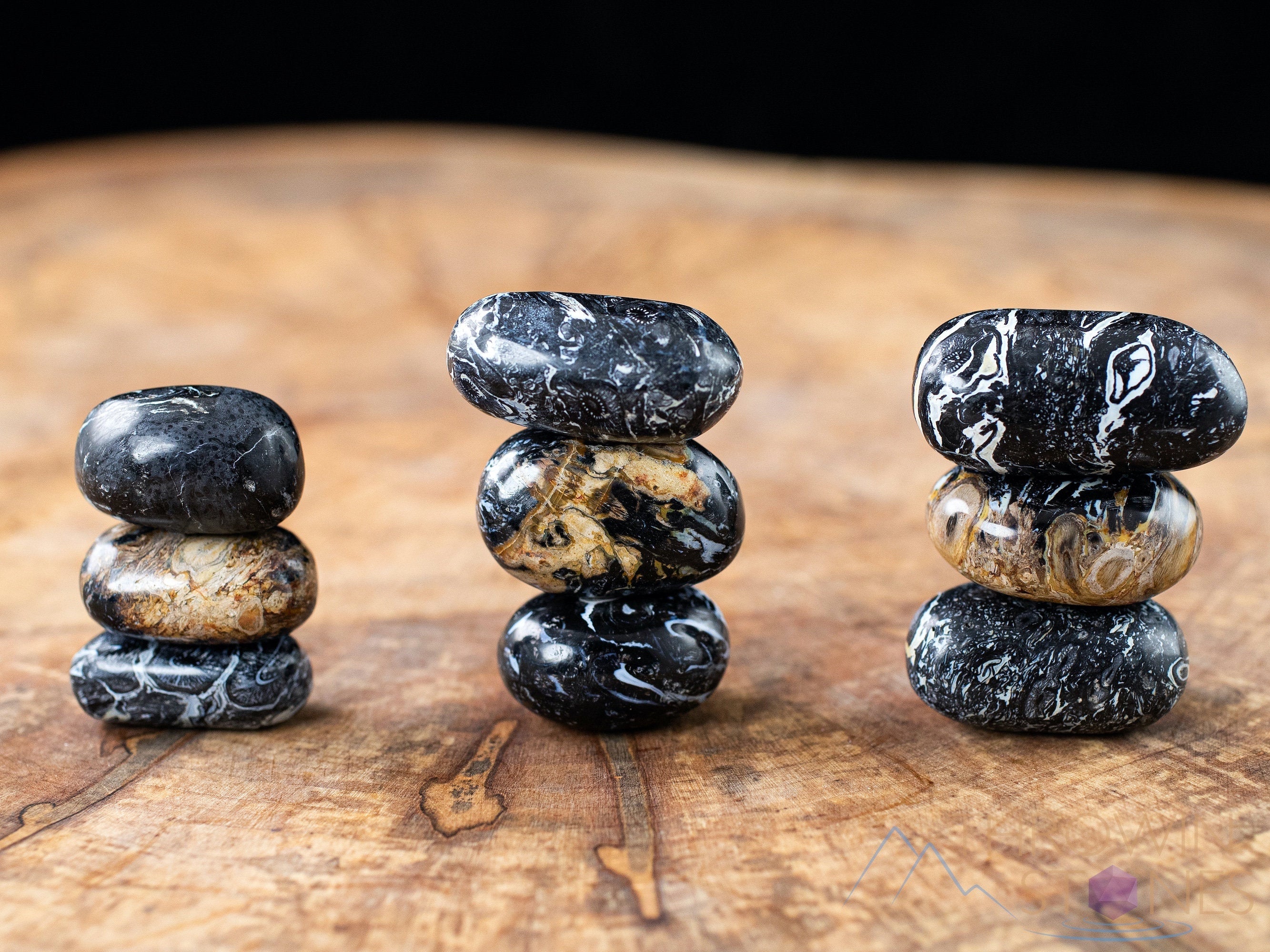 Fossilized Palm Wood Tumbled Stones - Natural Healing Crystals for Self Care, Meditation & Energy Balancing - E1745 | Perfect for Home Decor, Yoga Spaces & Spiritual Practices