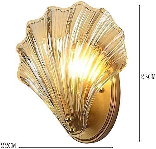 Vintage Metal Wall Sconce with Ribbed Clear Glass - Modern Chandelier Style Retro Shell E14 Wall Lamp for Living Room, Bedroom & Hallway Lighting