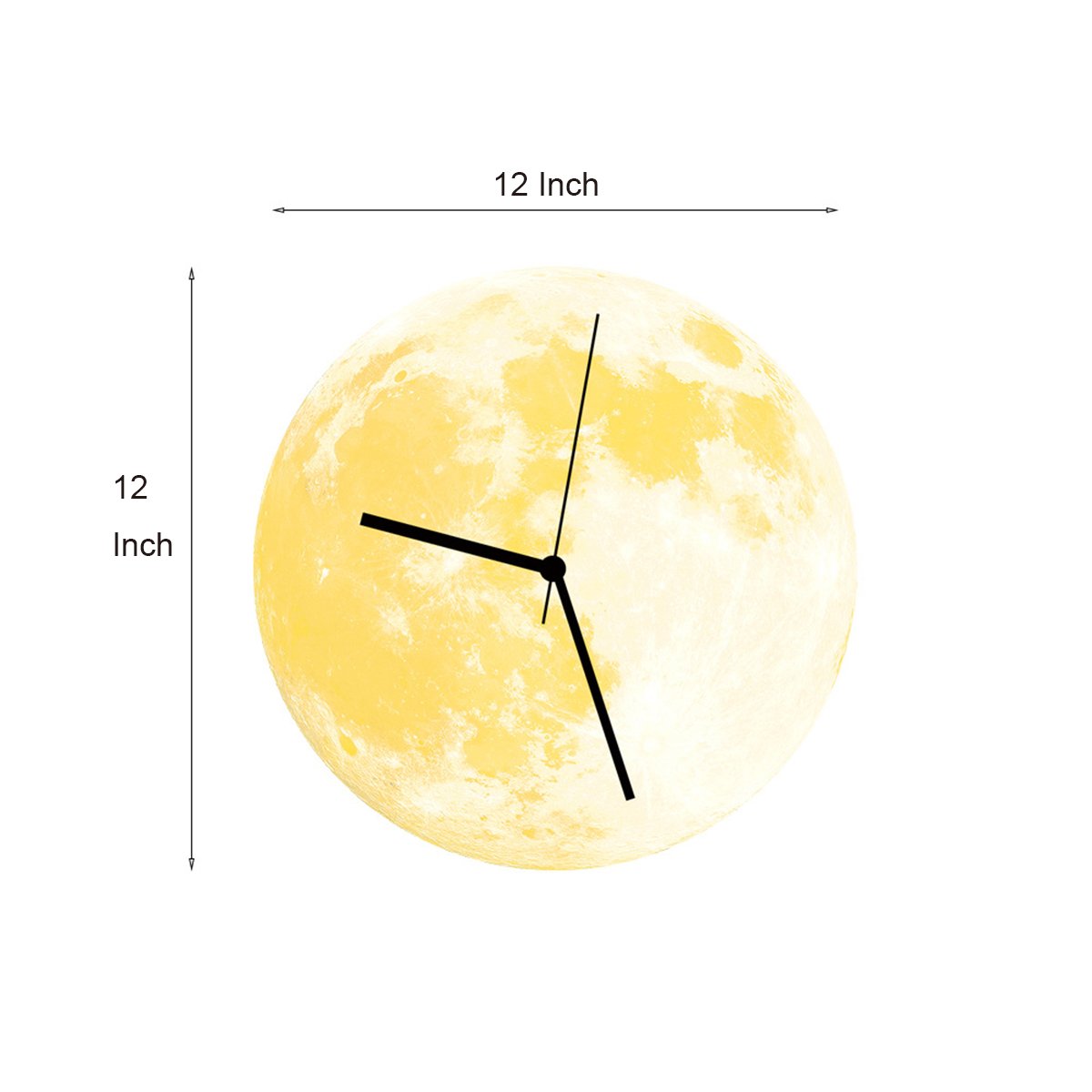 3D DIY Moon Glowing Wall Clock - 12 Inch Acrylic LED Night Light for Bedroom, Living Room & Office Decor (Yellow) - Perfect for Home, Gift & Nighttime Ambiance