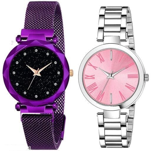 WATCHSTAR Analog Black Dial Watch for Women & Girls - Magnetic & Metal Strap Options (SR-700 AT-700) | Perfect for Everyday Wear, Office & Casual Outfits