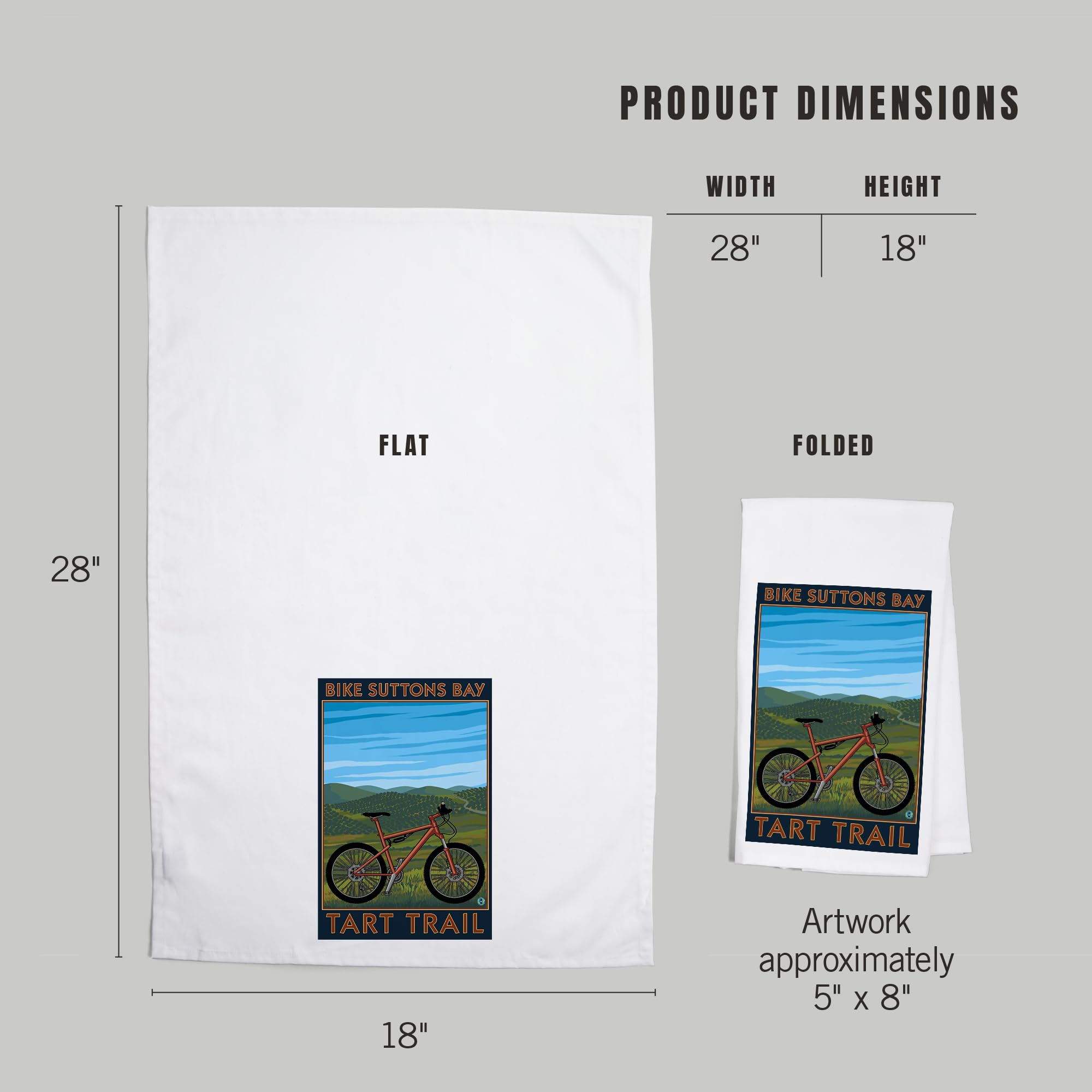 Lantern Press Suttons Bay Michigan Mountain Bike Print - 100% Cotton Tea Towel & Decorative Hand Towel for Kitchen, Bathroom & Home Decor | Perfect for Gifts, Farmhouse Style & Coastal Living