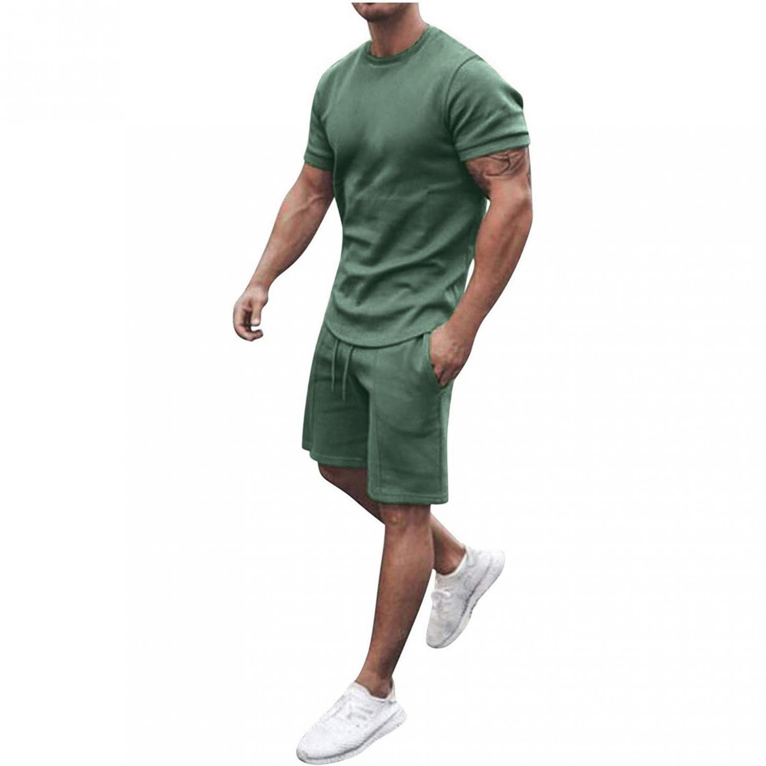 Men's 2-Piece Linen Outfit Set - Short Sleeve Button Down Shirt & Matching Shorts - Casual Summer Beachwear for Vacation & Outdoor Activities