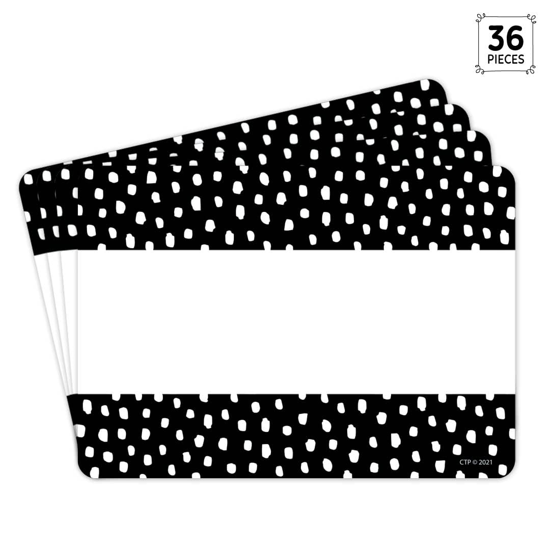 Creative Teaching Press 10694 Black Dot Name Badges for Classroom Organization