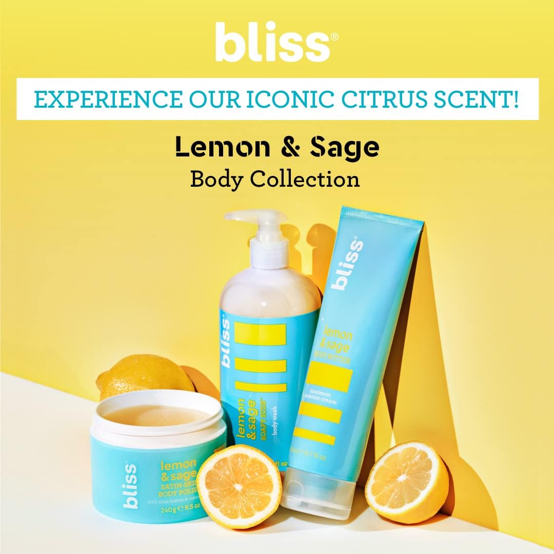 Bliss Lemon & Sage Trio Set: Hydrating Body Wash, Exfoliating Scrub & Nourishing Body Butter for Soft, Glowing Skin – Perfect for Daily Shower Routine & Spa-Like Self Care at Home