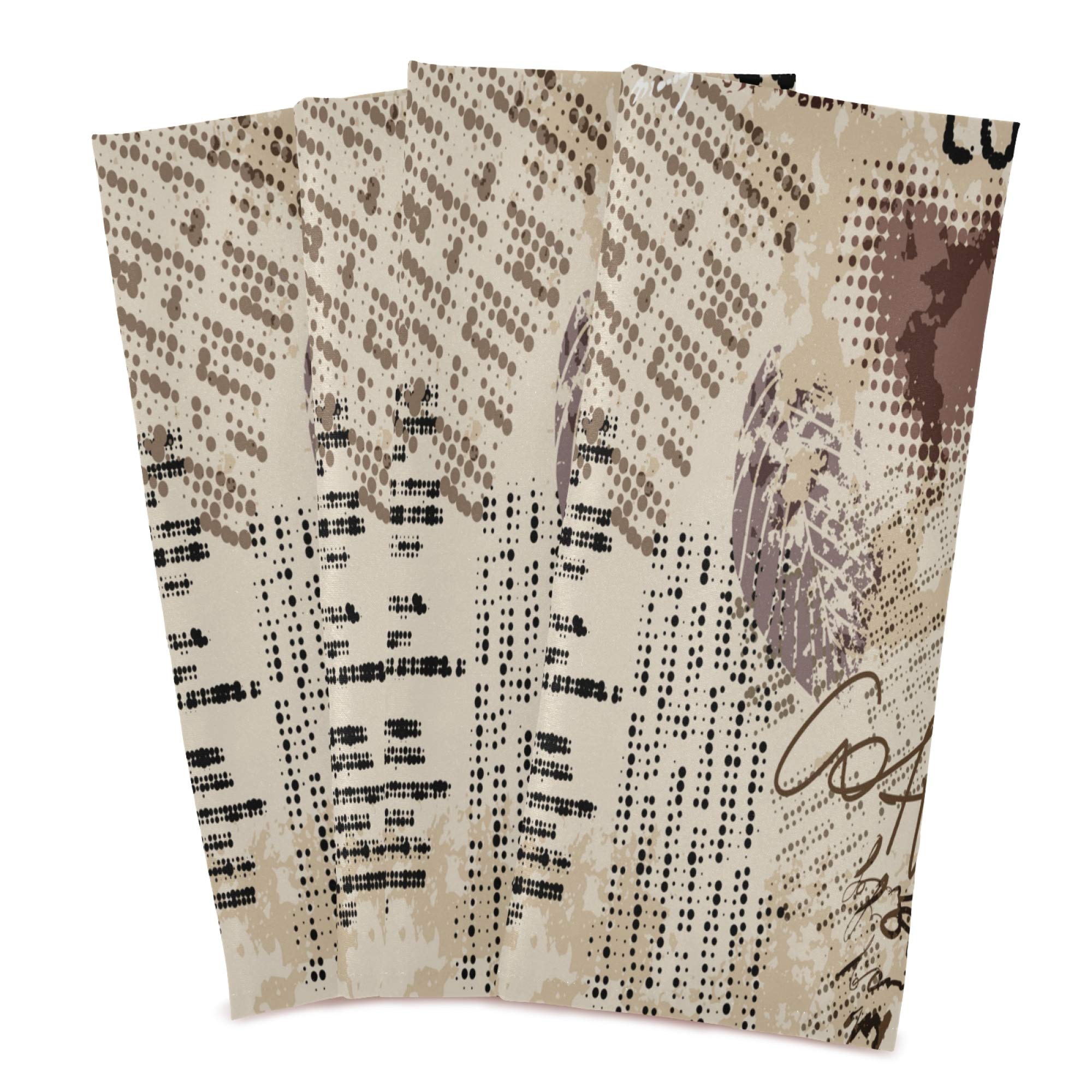 Abstract Coffee Pattern Dish Towels - Set of 4 Kitchen Cleaning Cloths for Drying Dishes & Decor