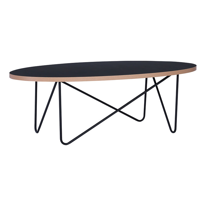 NARESH Oval Black Coffee Table - Modern Living Room Centerpiece for Home Decor & Small Space Furniture
