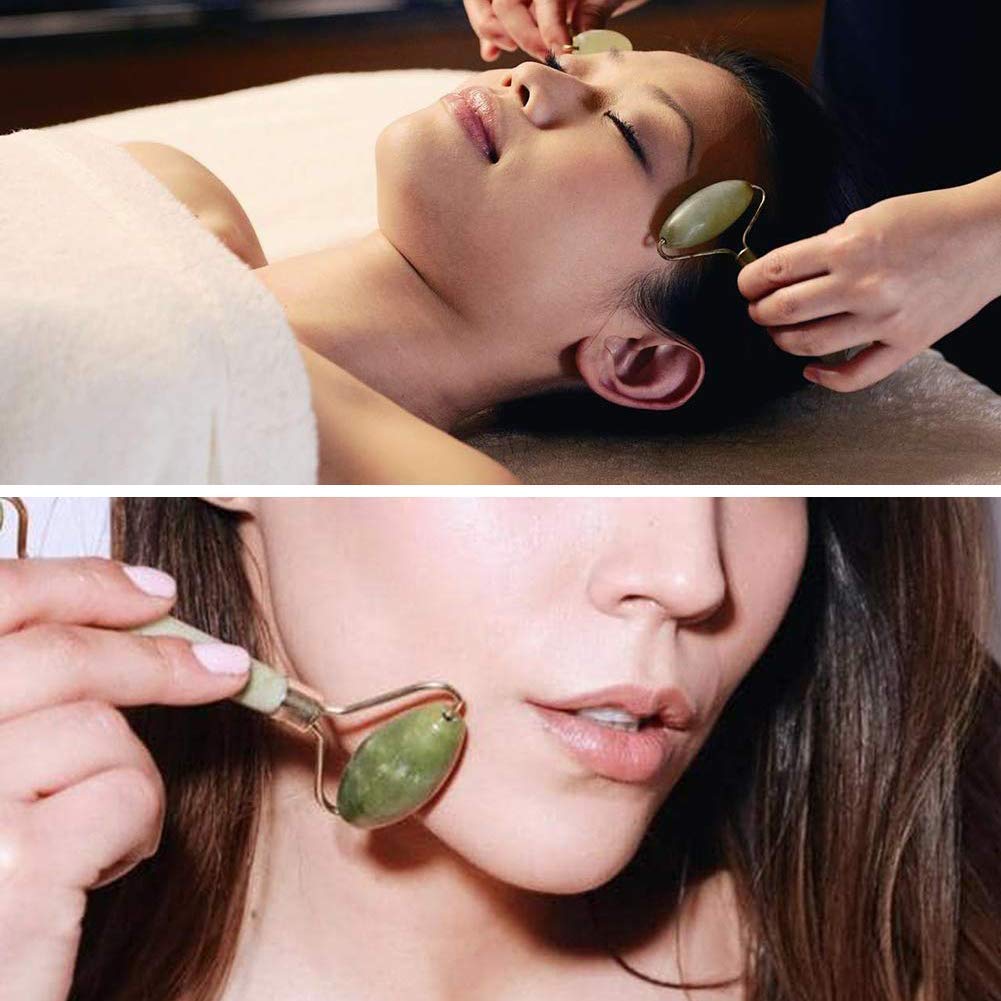 KIRA 100% Natural Jade Roller for Face, Eye & Neck Massage - Reduce Wrinkles & Fine Lines, Anti-Aging Facial Tool for Skin Rejuvenation - Perfect for Daily Skincare Routine & Relaxation at Home or Travel