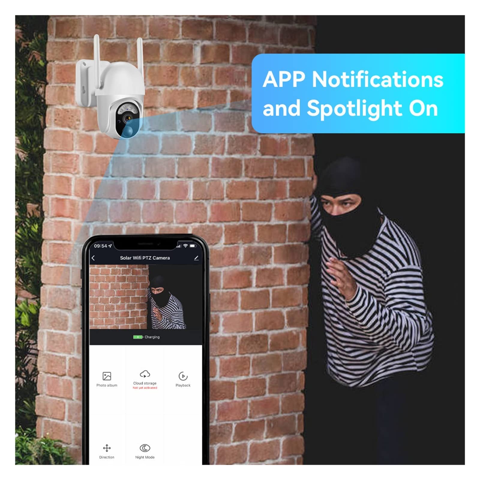 SilteD 3MP Solar Security Camera Outdoor - 3.5W Solar Panel, 7800mAh Battery, WiFi PTZ, Waterproof Wireless Surveillance IP Camera with Color Night Vision | Ideal for Home Security, Yard Monitoring & Property Protection