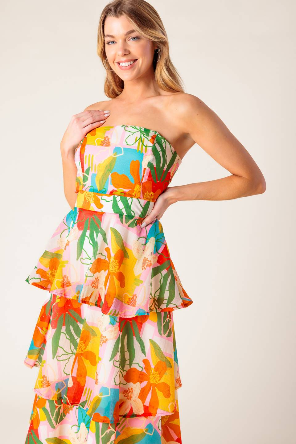 Half Past Sunset Tropical Print Maxi Dress - Flowy Beach Cover Up, Summer Vacation Outfit, Boho Chic Dress for Women